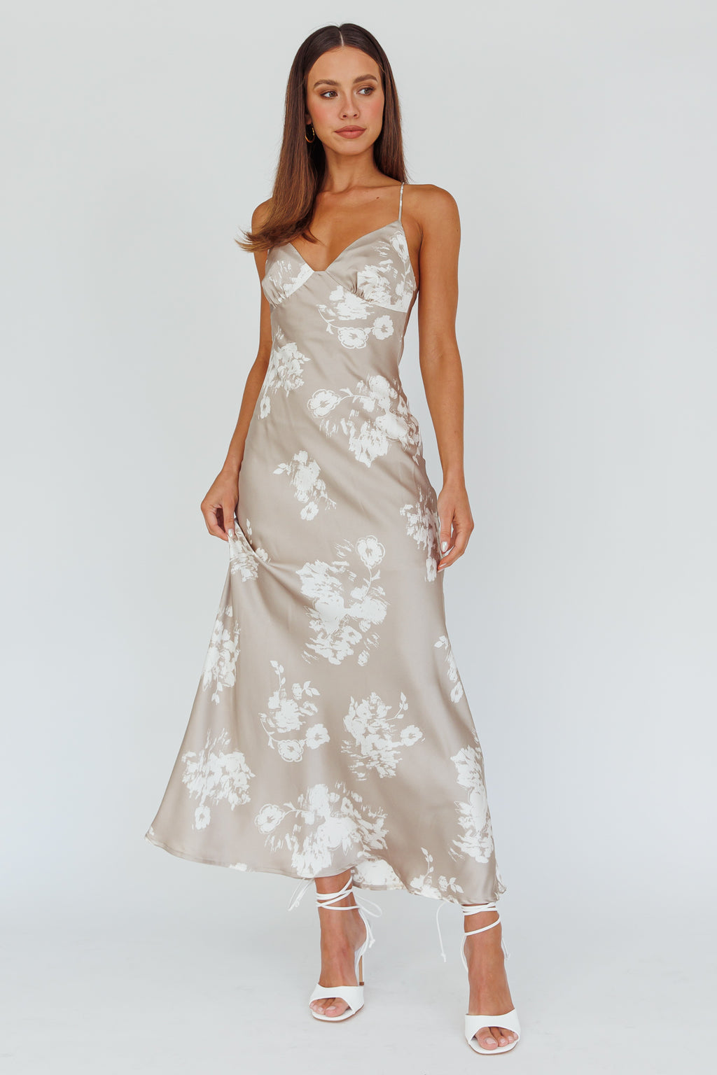 Lyndel Tied Back Slip Midi Dress Grey by Selfie Leslie
