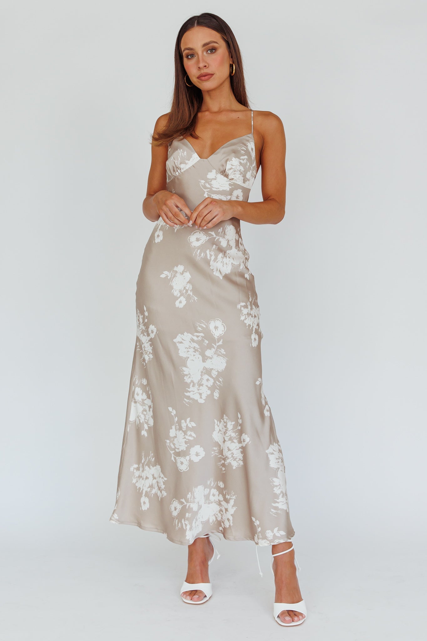 Lyndel Tied Back Slip Midi Dress Grey by Selfie Leslie