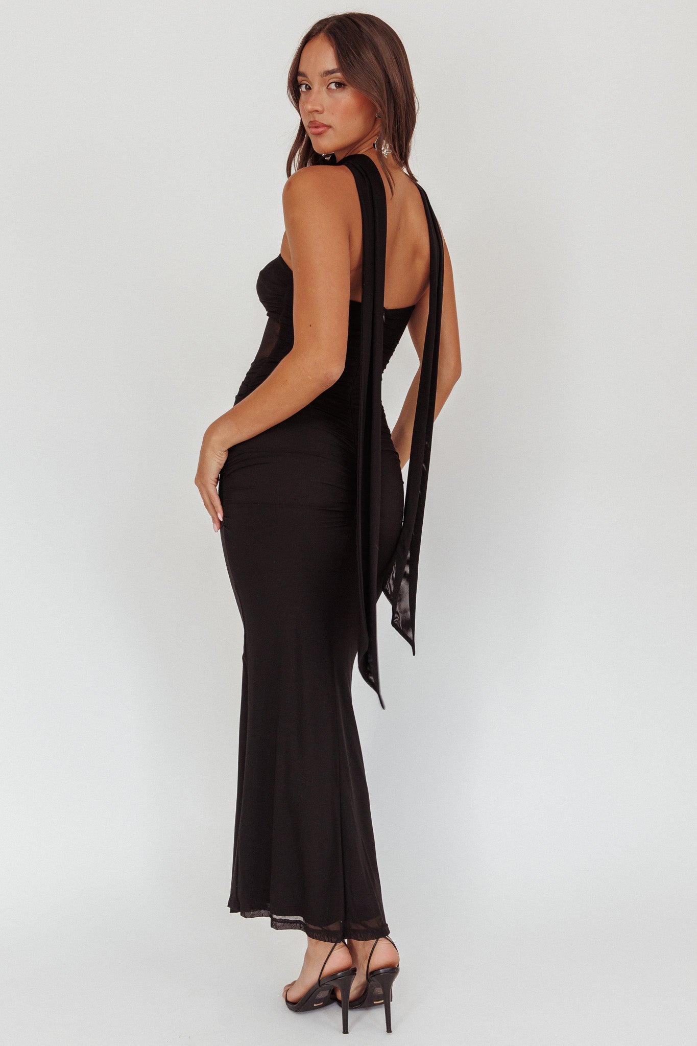 Oliana Strapless Mesh Maxi Dress Black by Selfie Leslie
