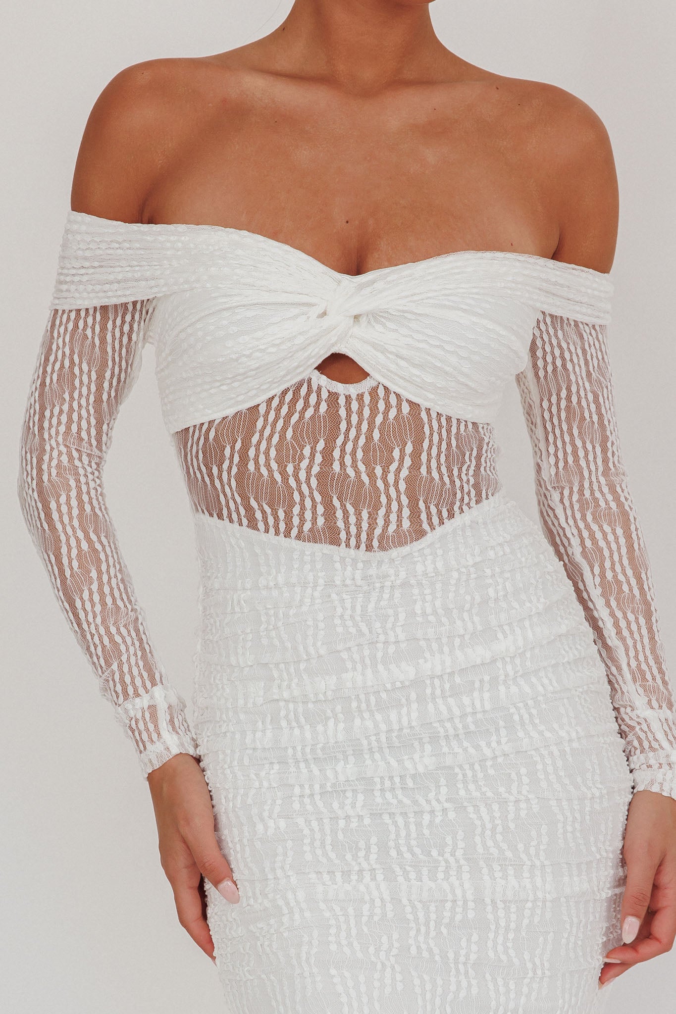 Oliana Off-Shoulder Mesh Maxi Dress White | Selfie Leslie Oliana Off-Shoulder Mesh Maxi Dress White | Selfie Leslie
