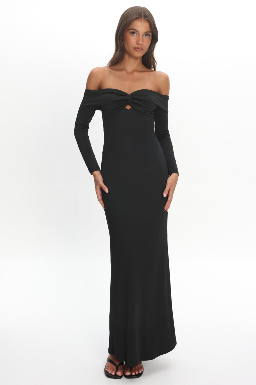 Oliana Twist Bust Maxi Dress Black