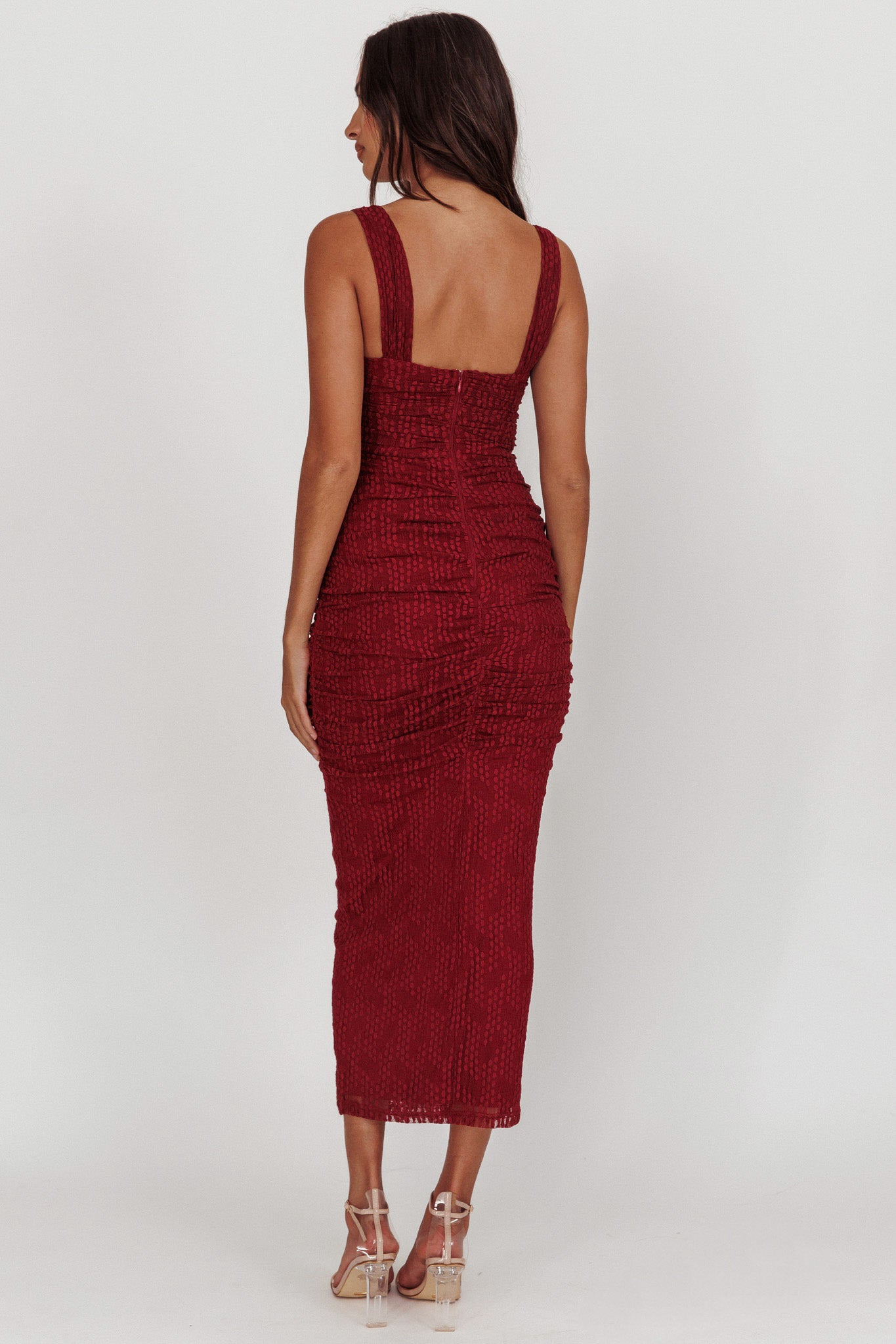 Oliana Lace Midi Dress Burgundy by Selfie Leslie