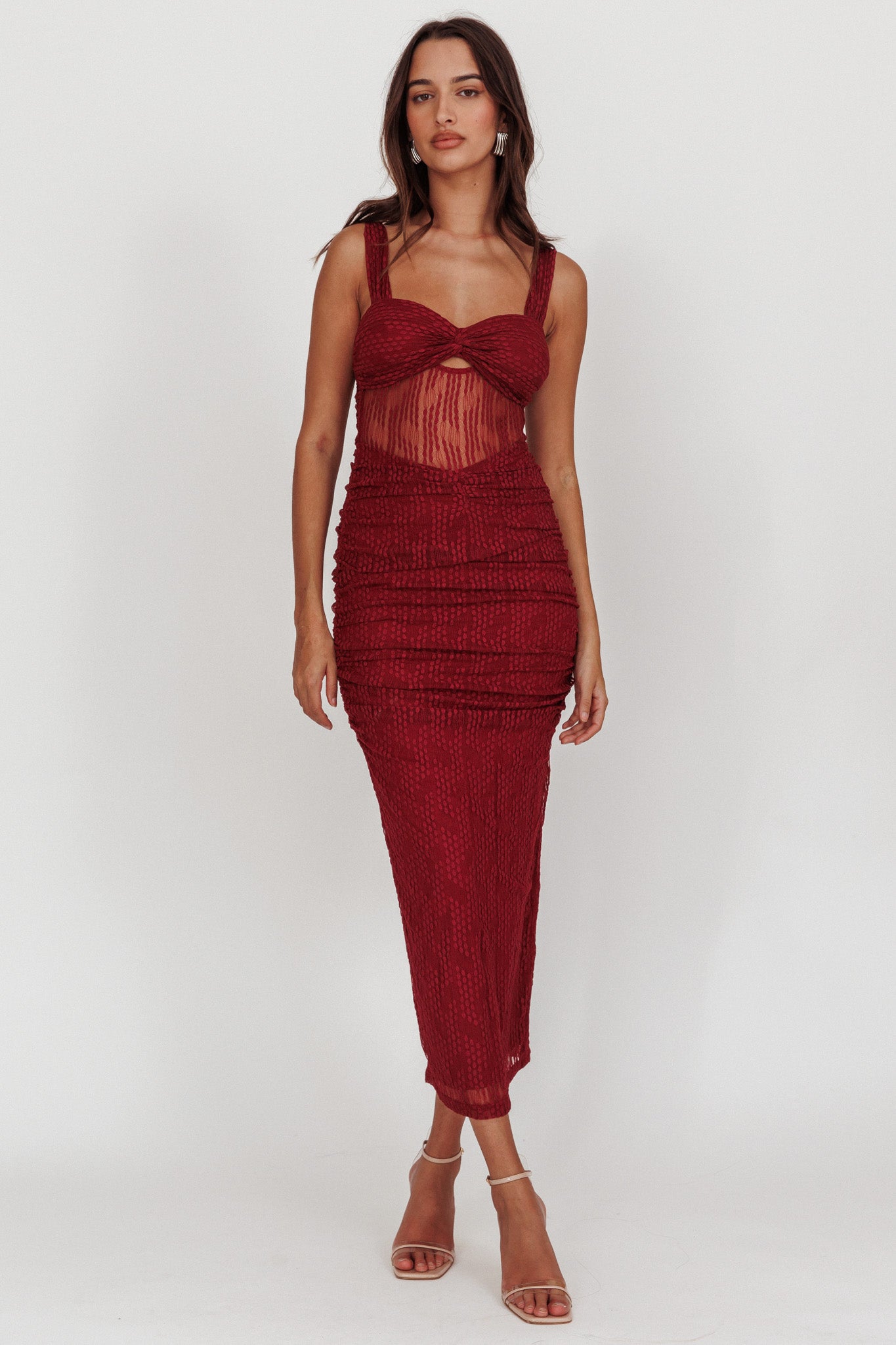 Oliana Lace Midi Dress Burgundy by Selfie Leslie