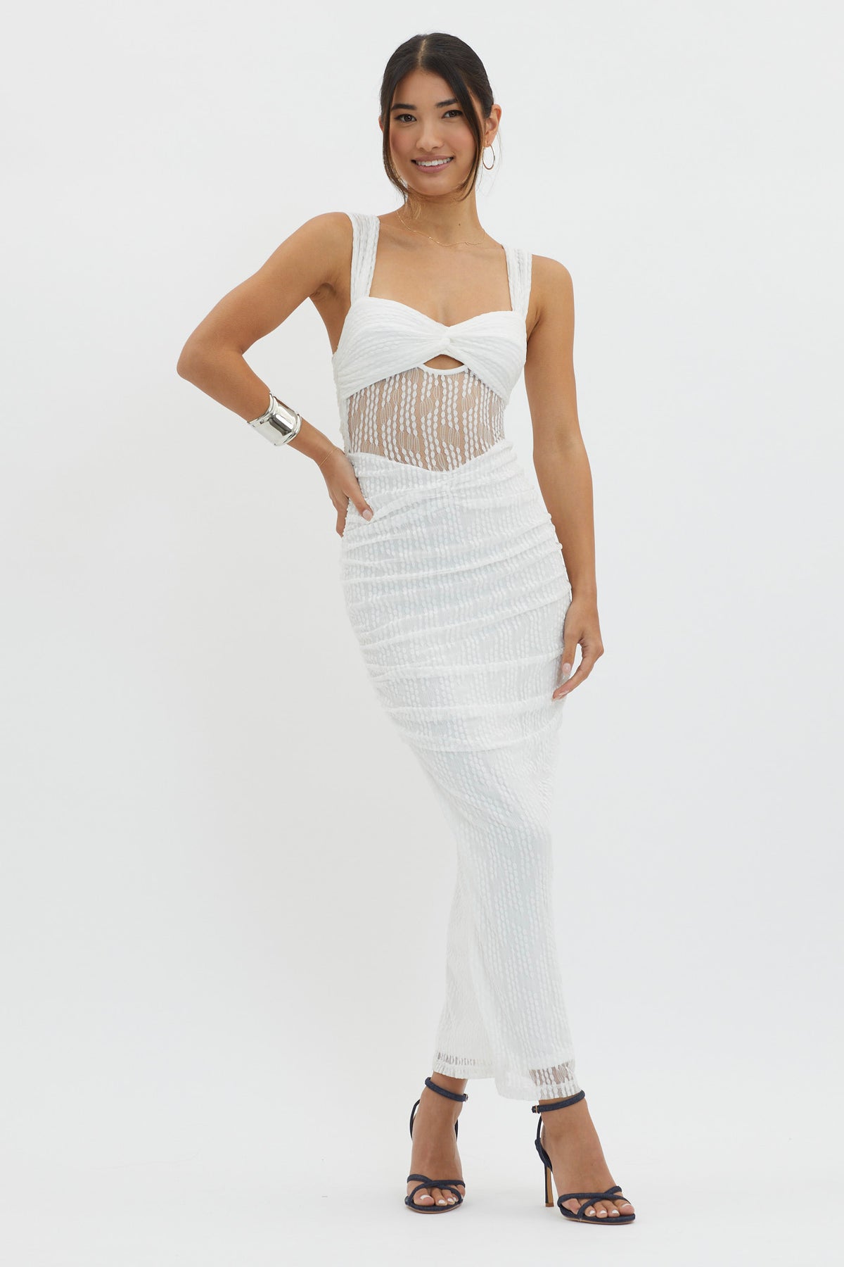 white mesh festival dress Oliana Embroidered Midi Size:UK08/US04 5% Spandex Size US CXBSNOV25 Princess White Tulle A-line