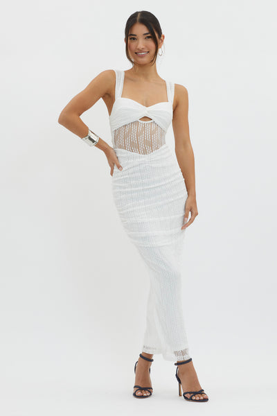 Oliana Embroidered Mesh Midi Dress White - XXL Oliana Embroidered Mesh Midi Dress White - XXL