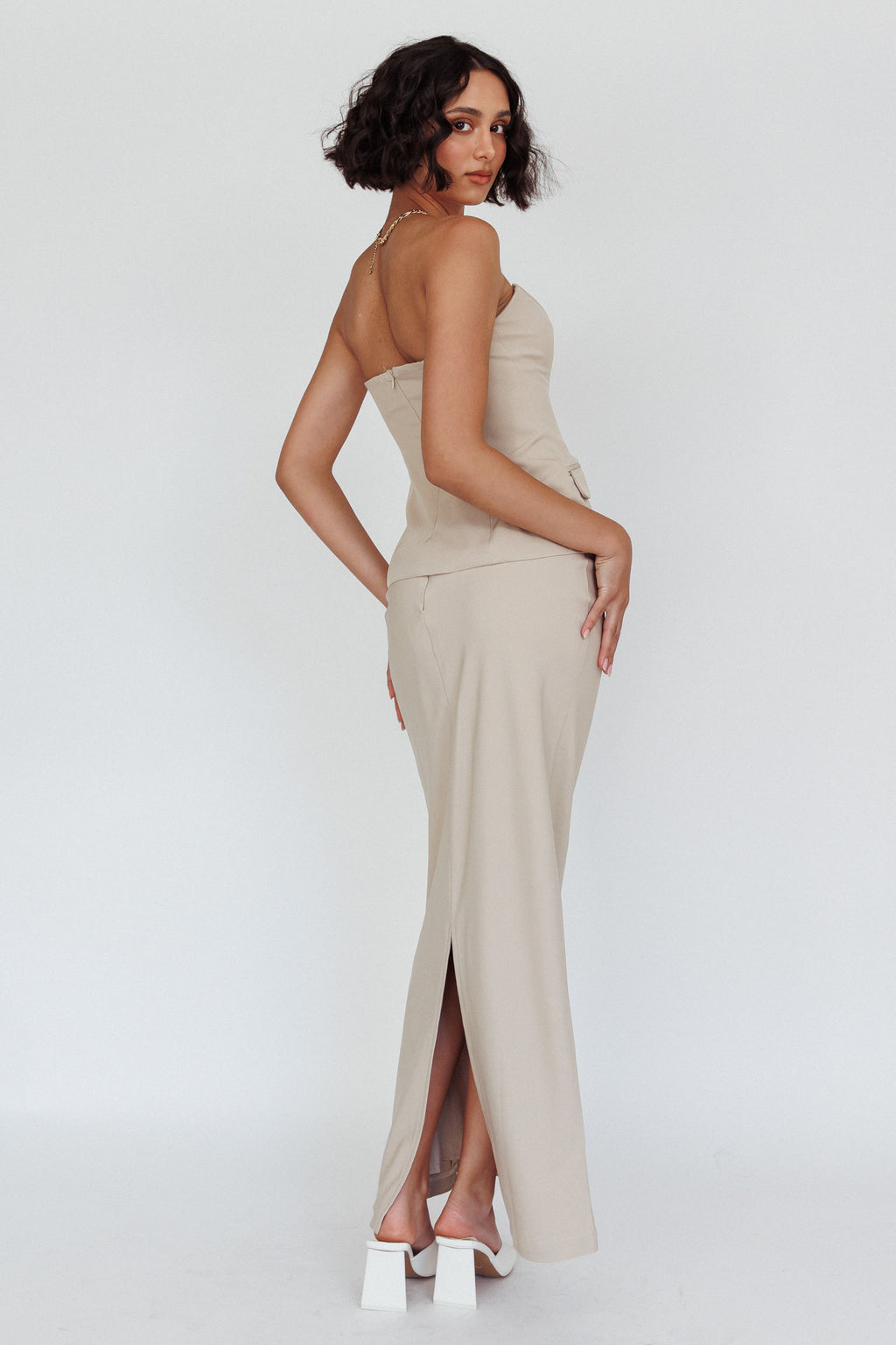 Valencia Flare Midi Skirt Oat by Selfie Leslie