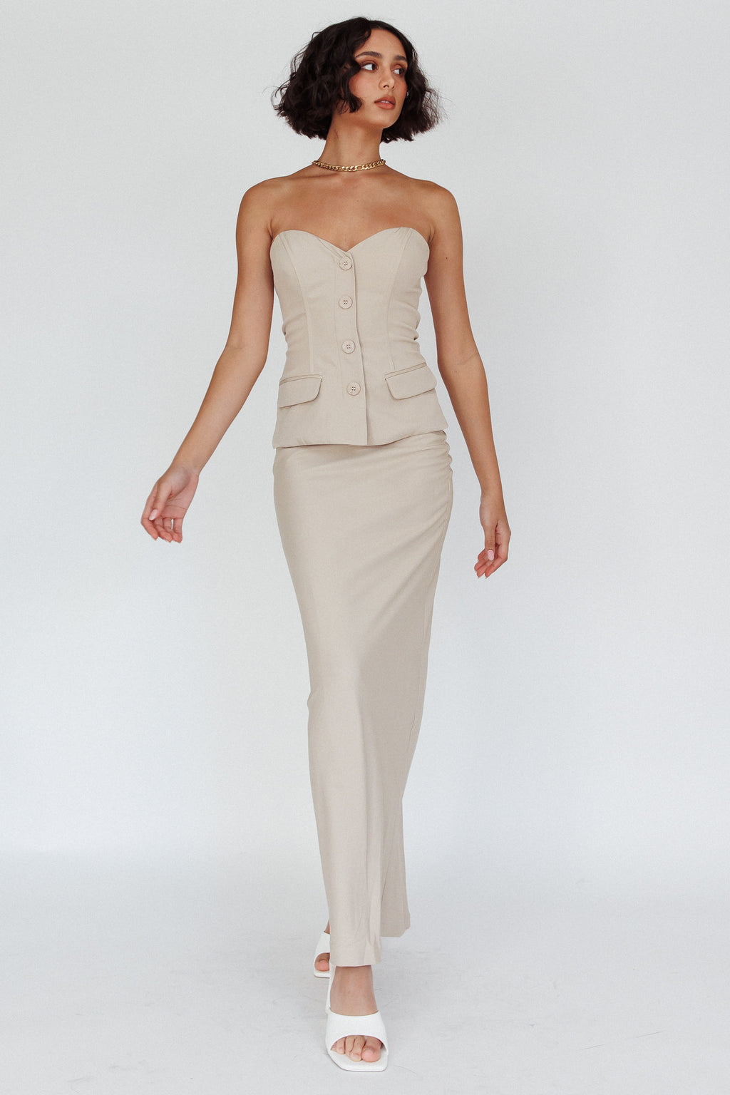 Valencia Flare Midi Skirt Oat by Selfie Leslie
