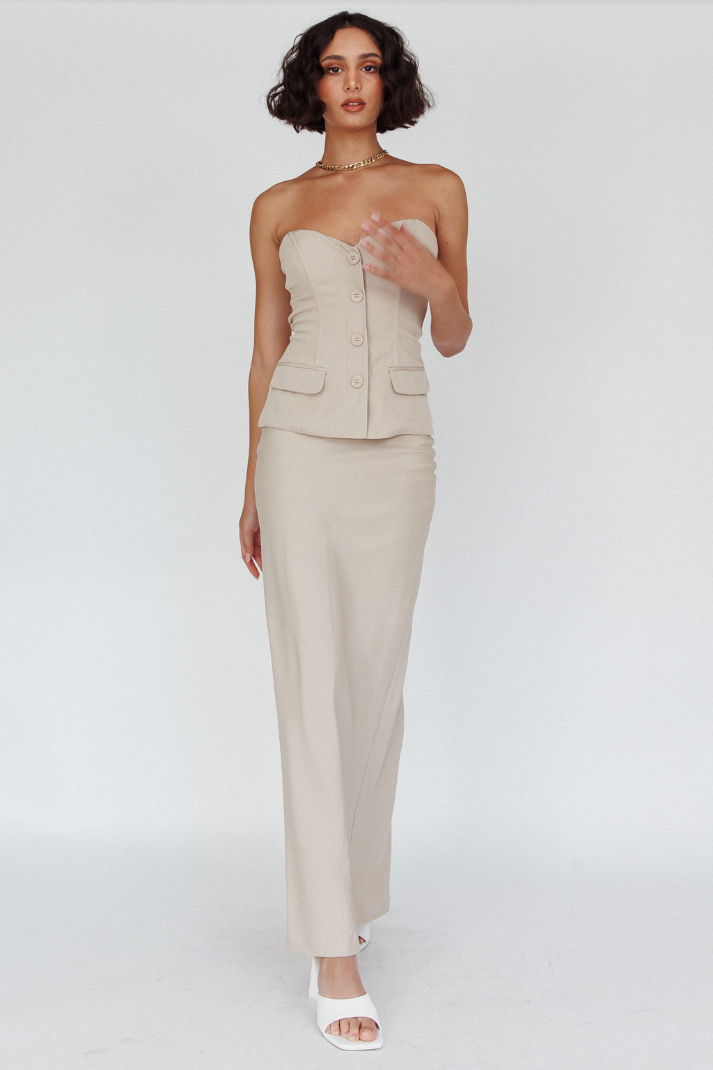 Valencia Flare Midi Skirt Oat by Selfie Leslie