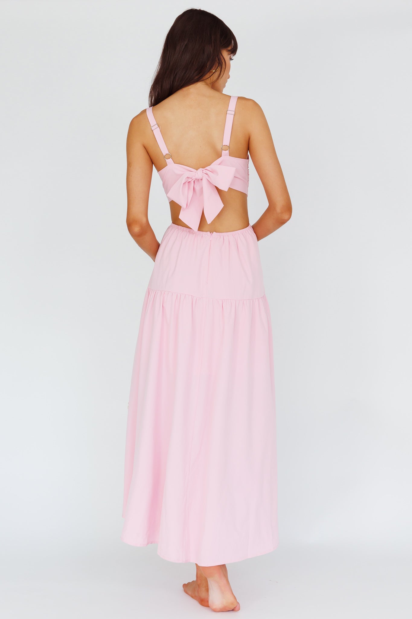 Kassi Gathered Bodice Maxi Dress Blush by Selfie Leslie
