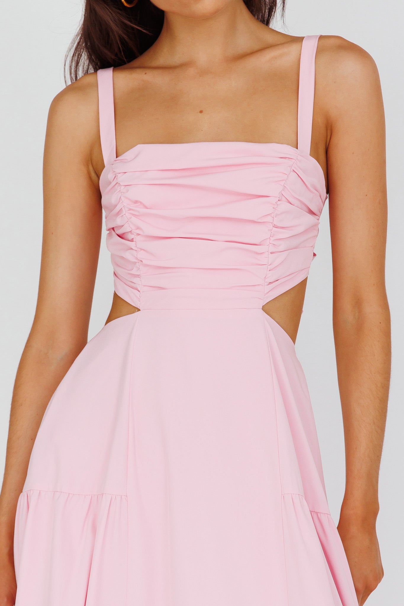 Kassi Gathered Bodice Maxi Dress Blush by Selfie Leslie