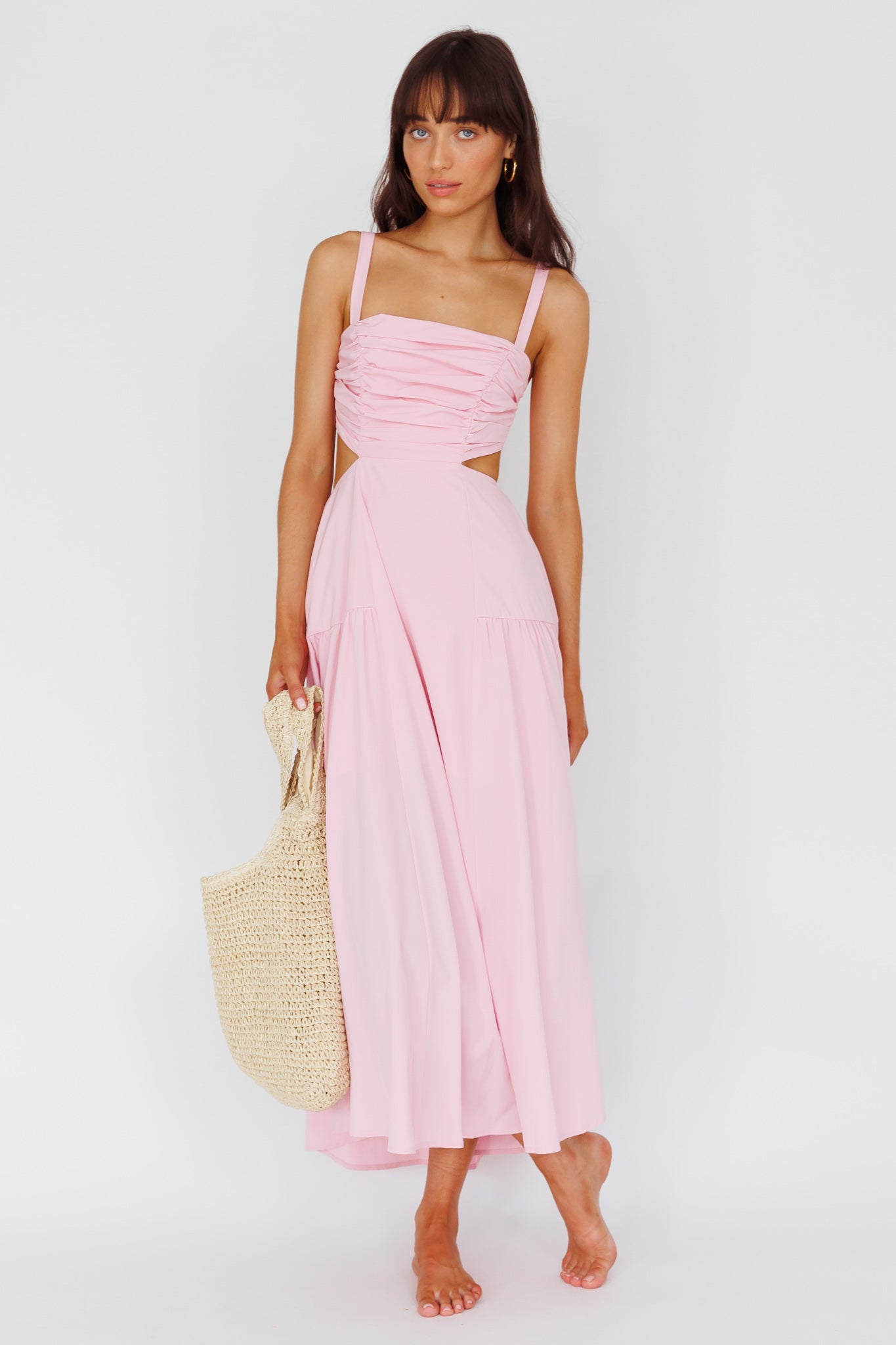 Kassi Gathered Bodice Maxi Dress Blush by Selfie Leslie
