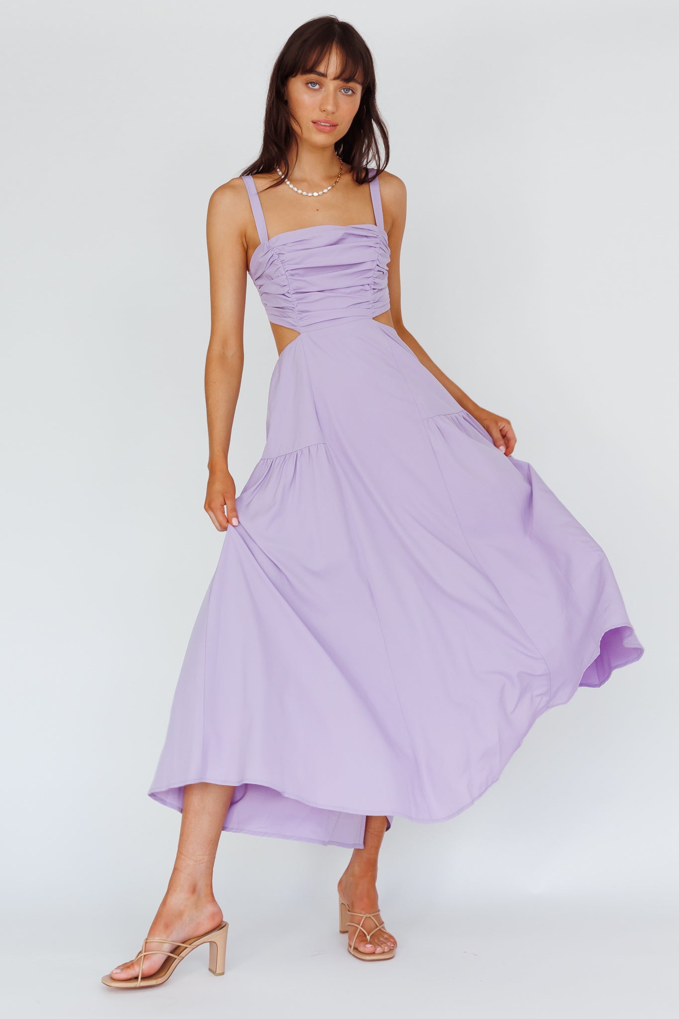 Kassi Gathered Bodice Maxi Dress Lilac by Selfie Leslie