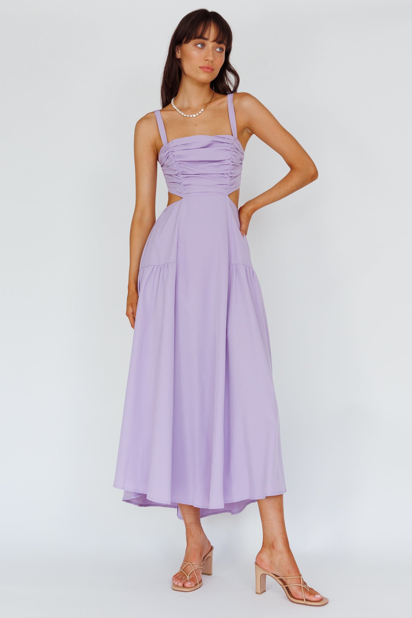 Kassi Gathered Bodice Maxi Dress Lilac by Selfie Leslie