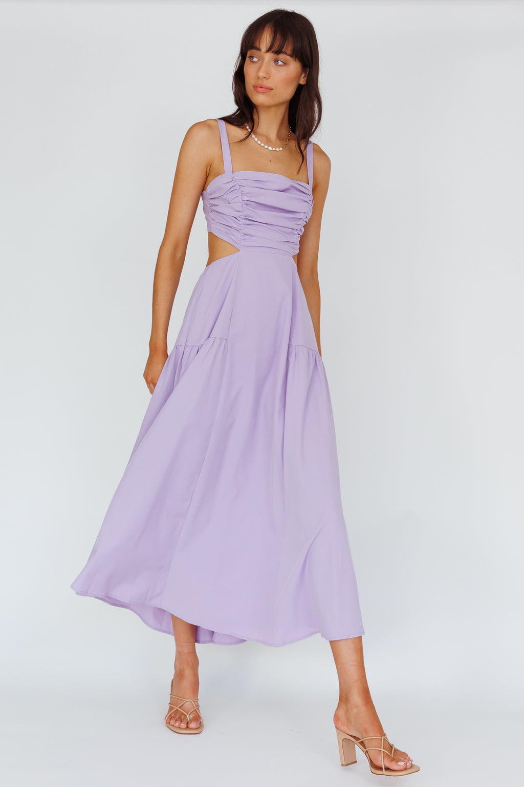 Kassi Gathered Bodice Maxi Dress Lilac by Selfie Leslie