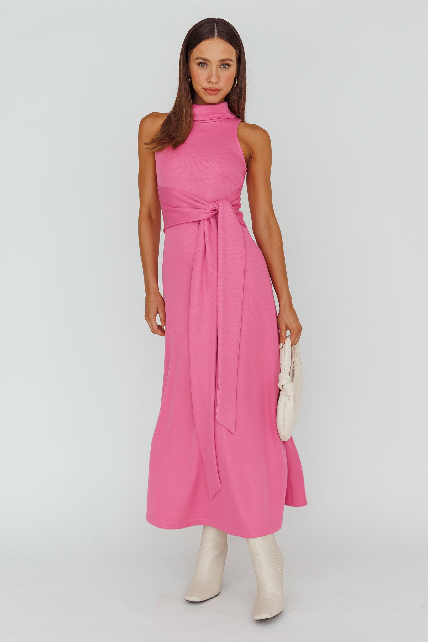 Make A Way Sleeveless Turtleneck Dress Pink by Selfie Leslie