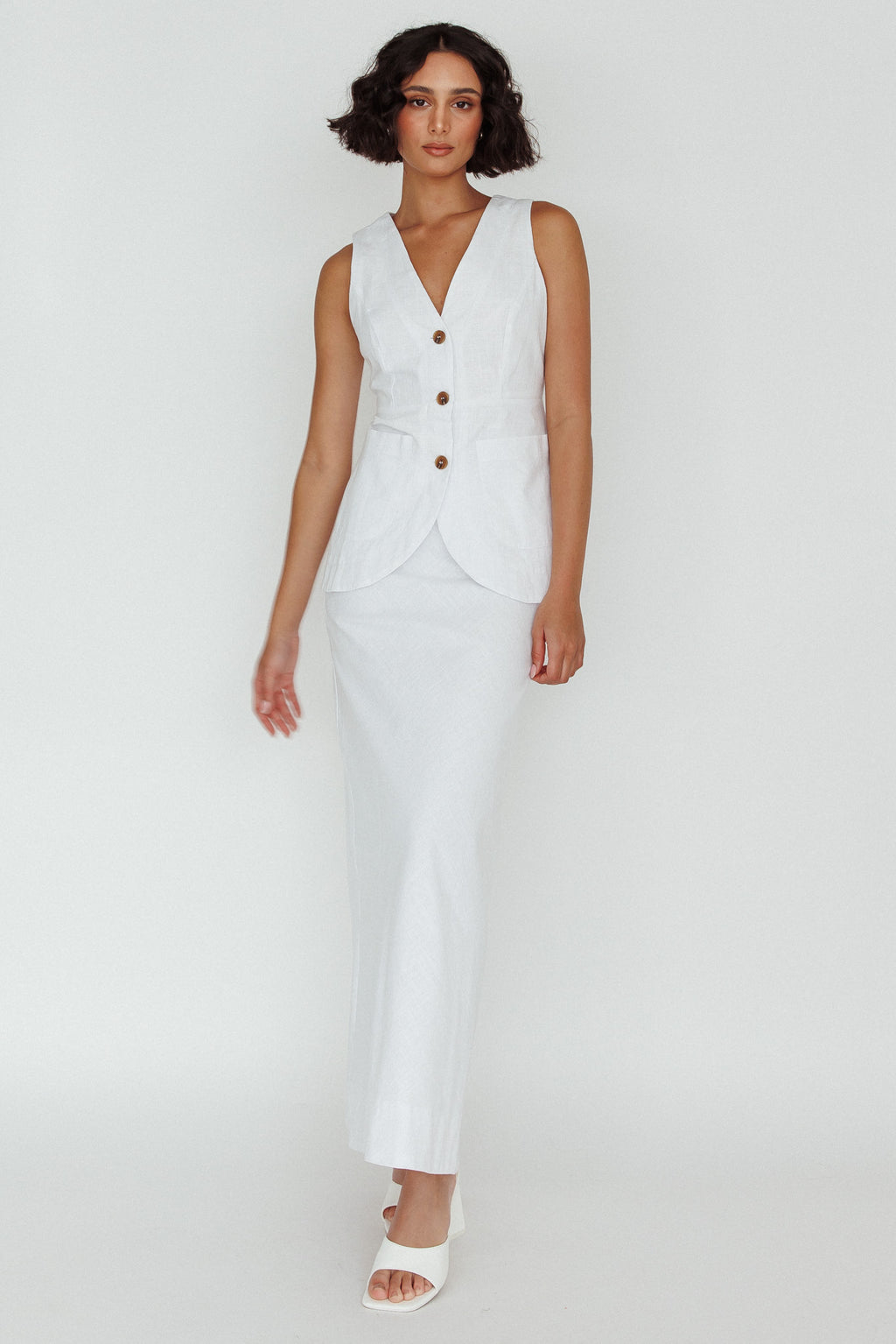 Philomena Midi Skirt White by Selfie Leslie