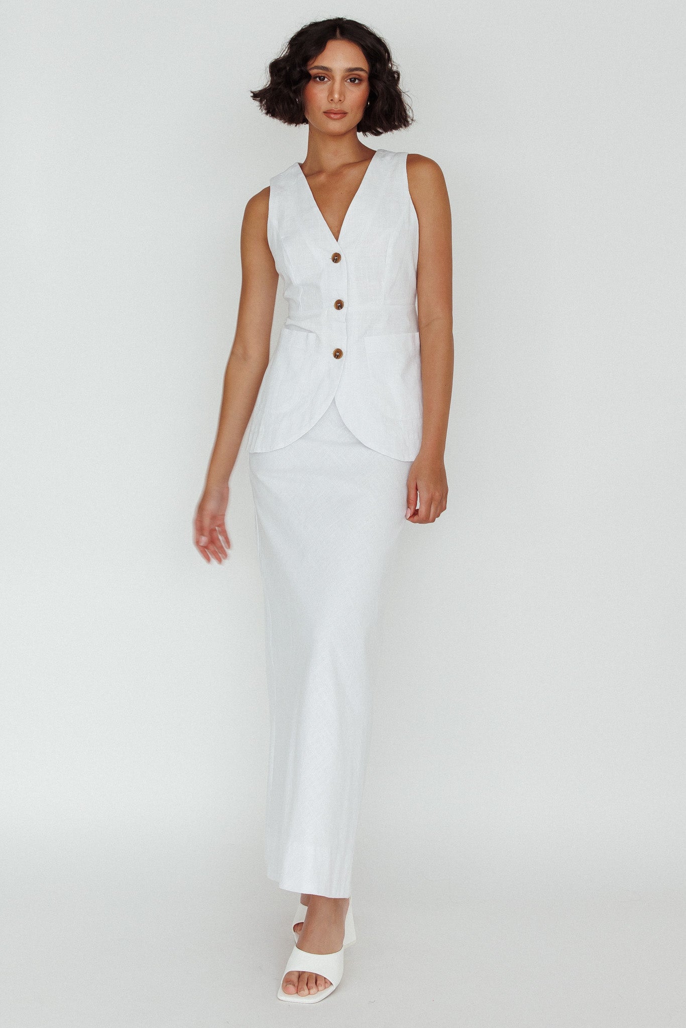 Philomena Midi Skirt White by Selfie Leslie