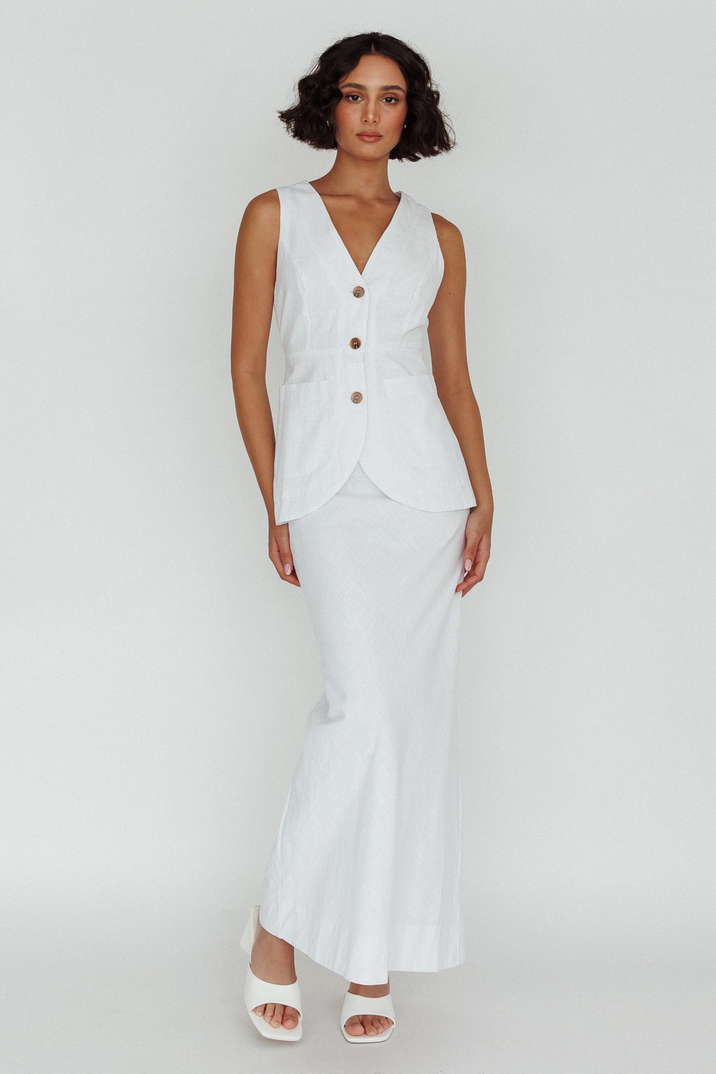 Philomena Midi Skirt White by Selfie Leslie