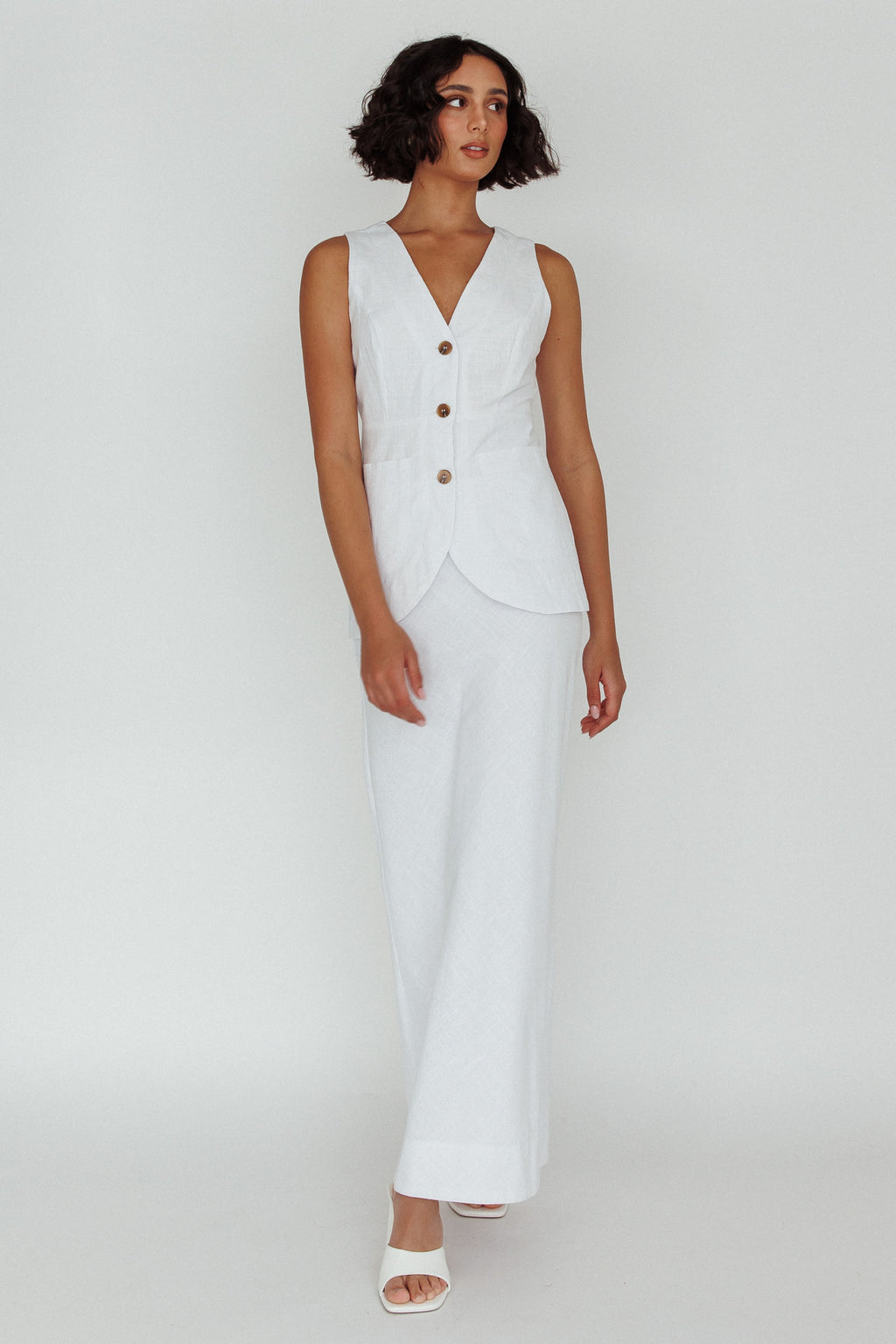 Philomena Midi Skirt White by Selfie Leslie