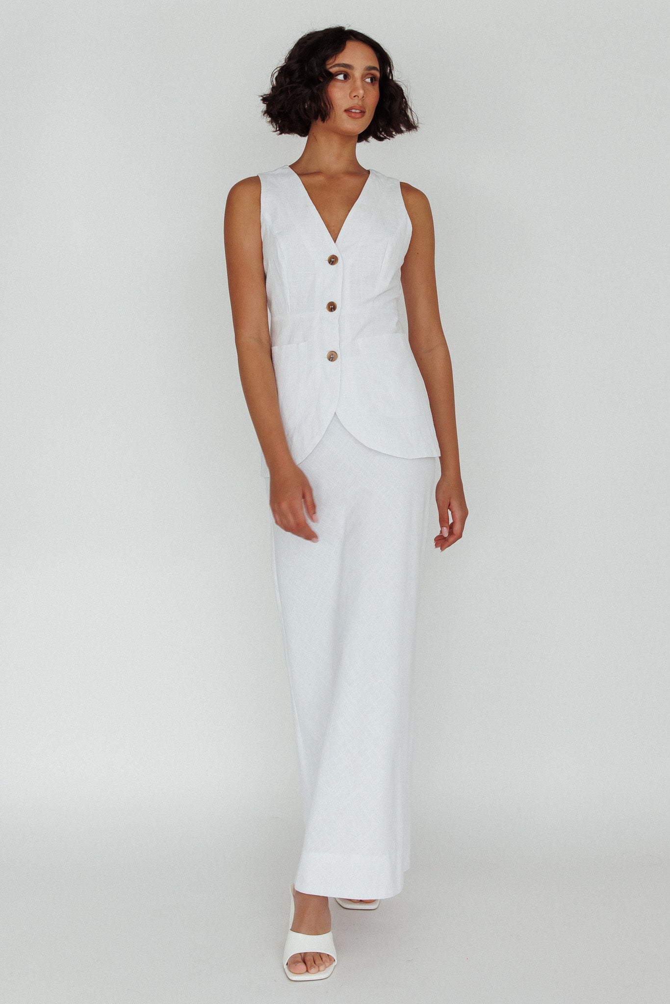 Philomena Midi Skirt White by Selfie Leslie