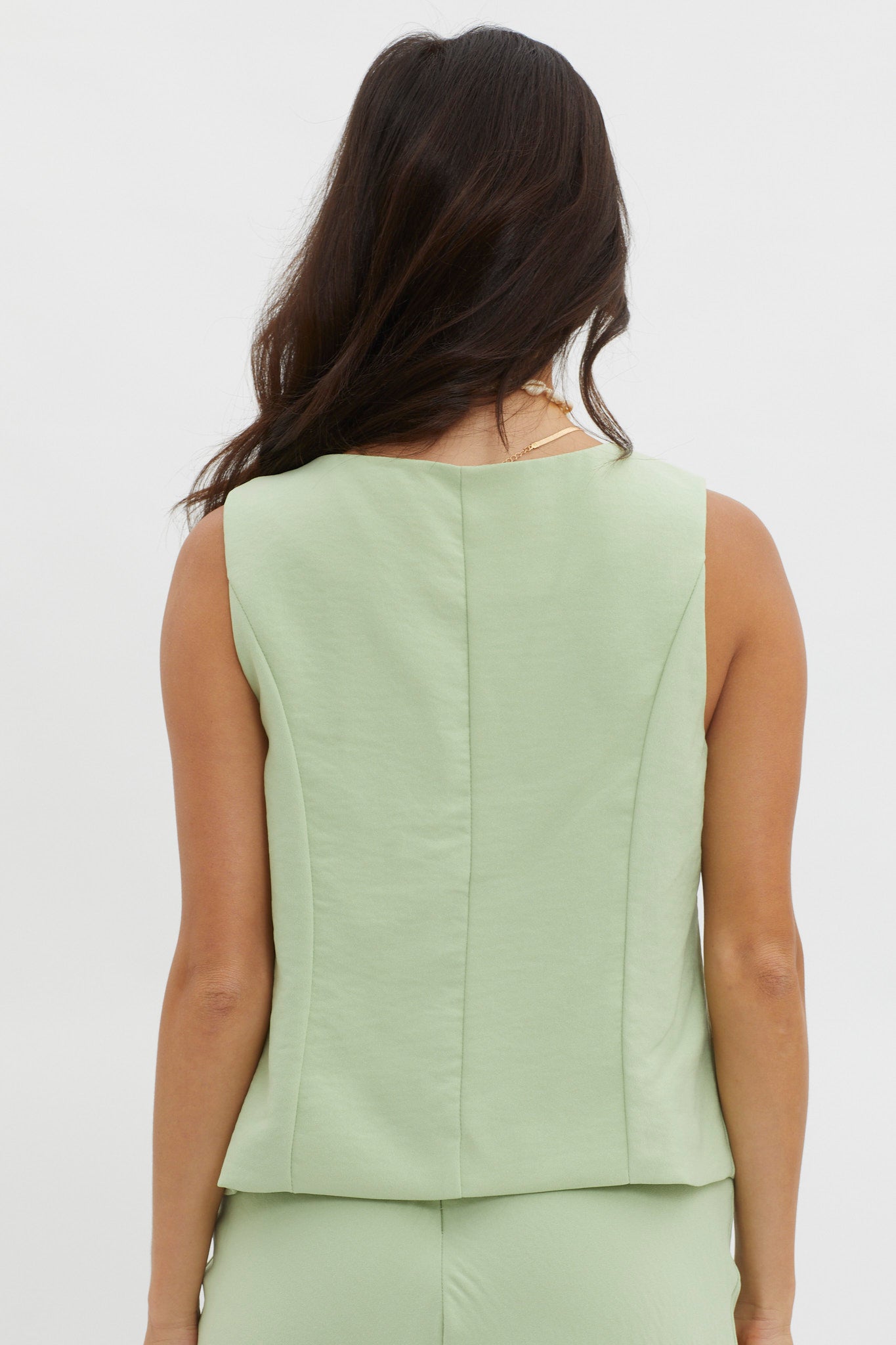 Philomena Button Vest Top Sage by Selfie Leslie