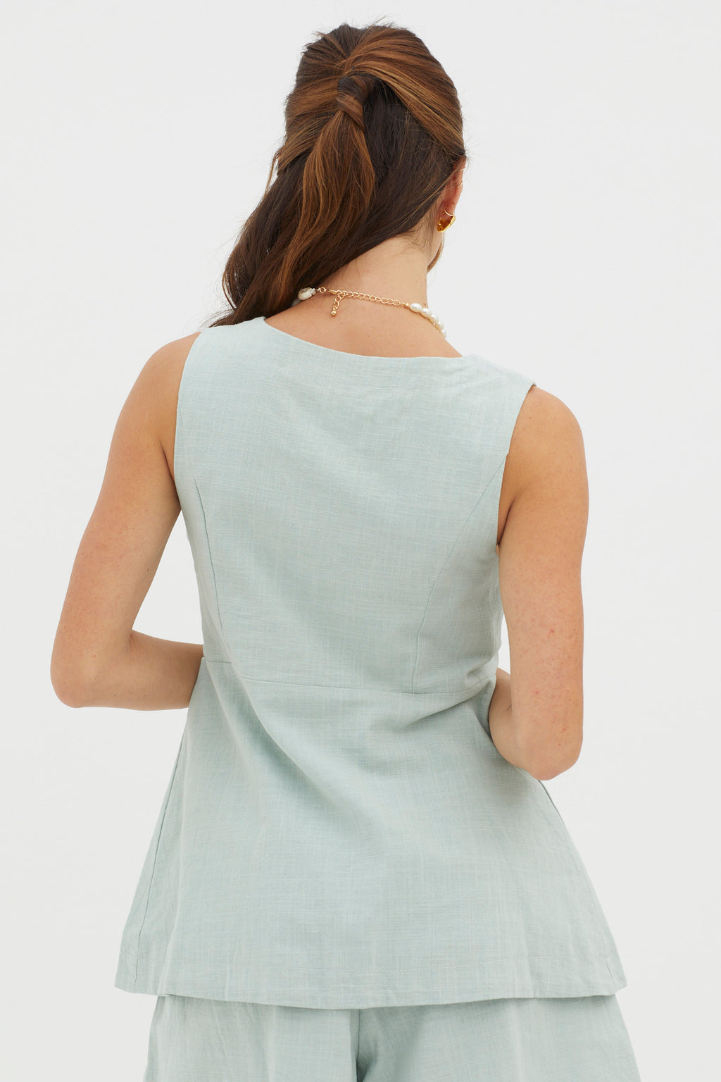 Philomena Button Pocket Vest Top Sage by Selfie Leslie