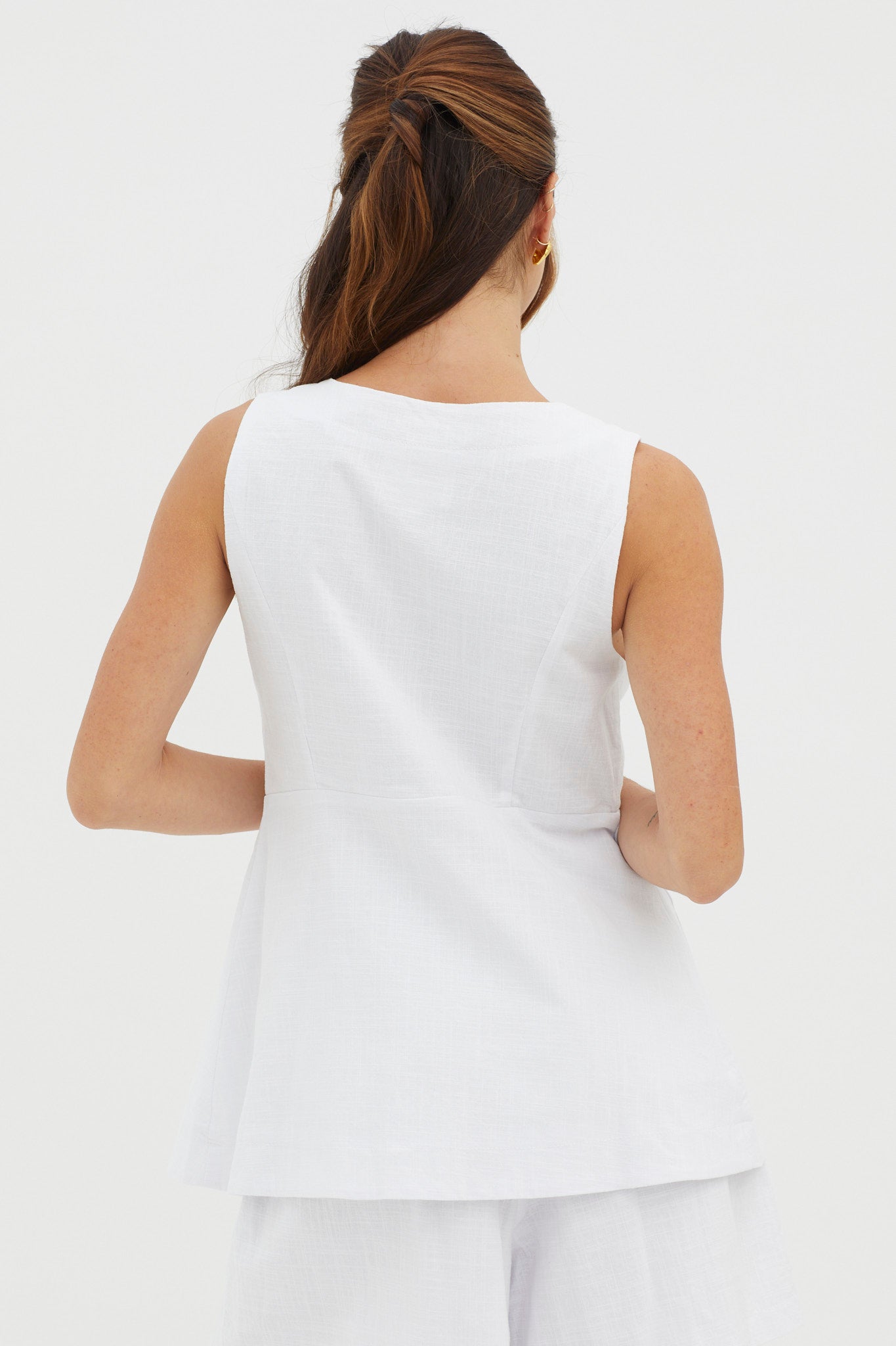 Philomena Button Pocket Vest Top White by Selfie Leslie