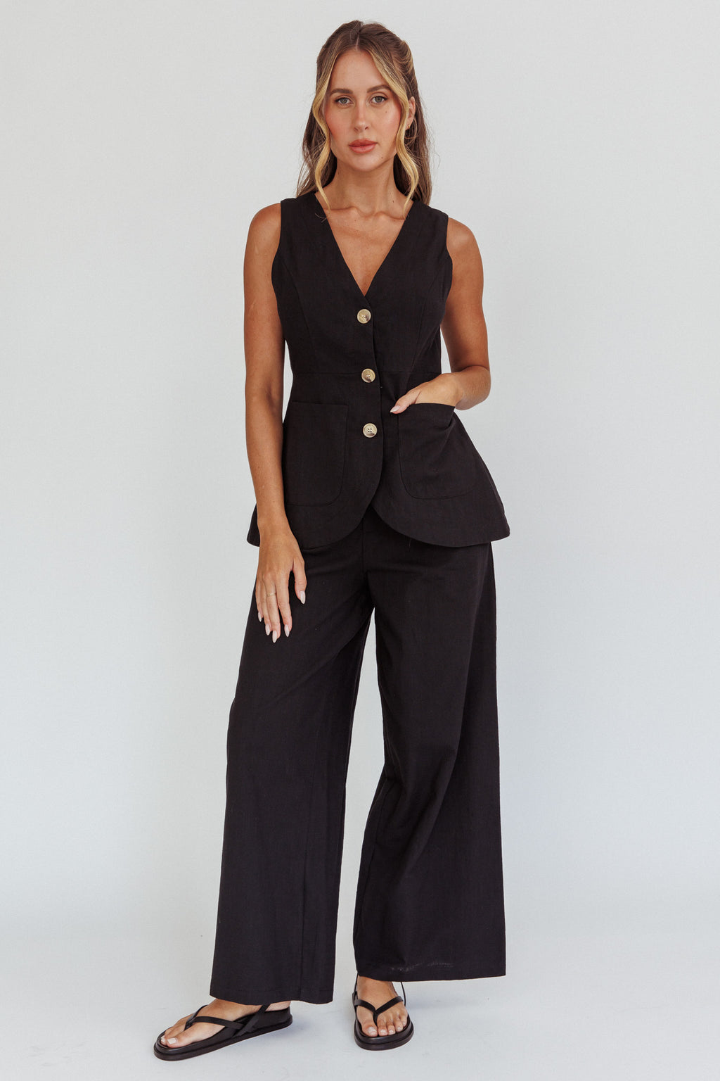 Philomena Wide-Leg Pants Black by Selfie Leslie