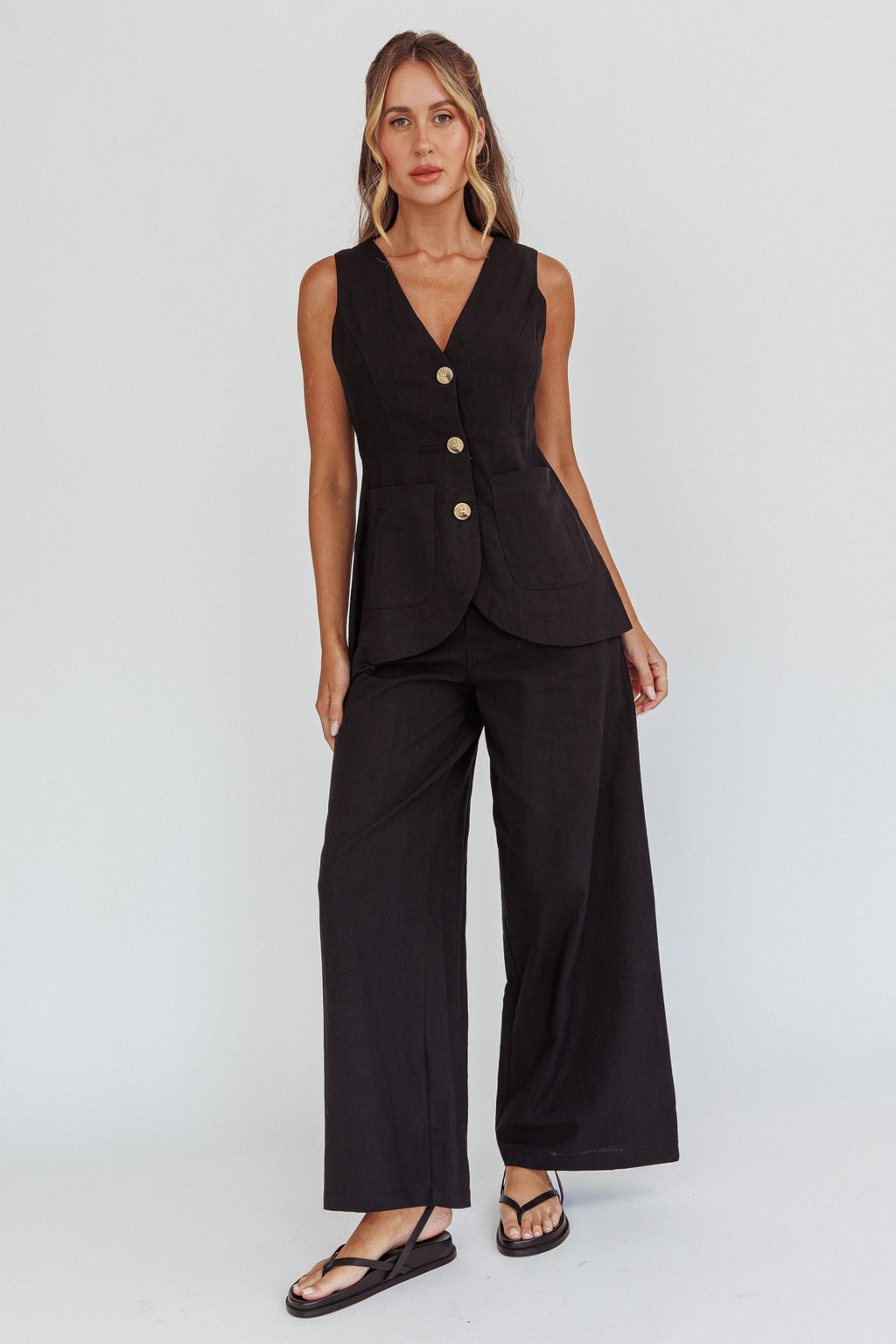 Philomena Wide-Leg Pants Black by Selfie Leslie