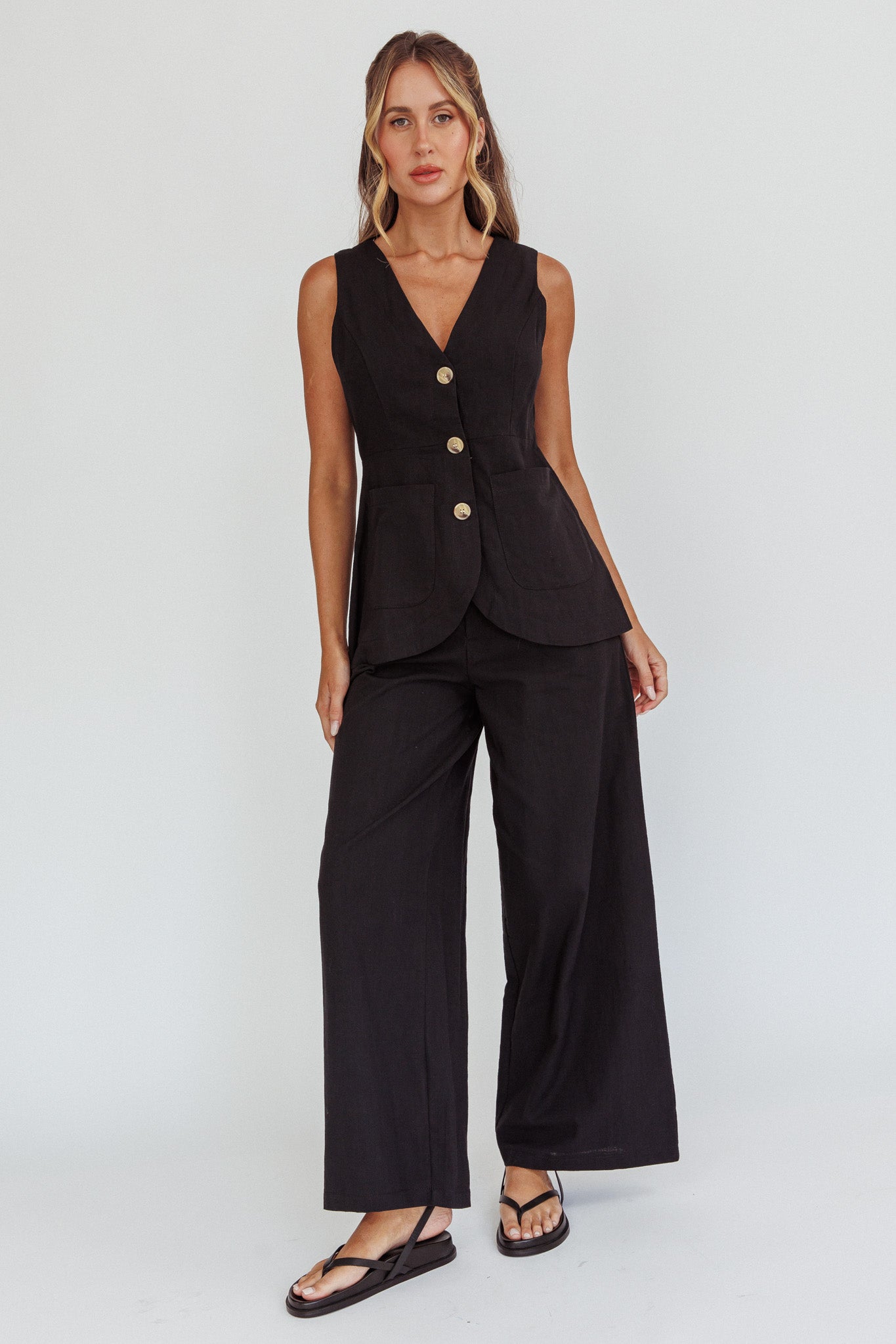 Philomena Wide-Leg Pants Black by Selfie Leslie