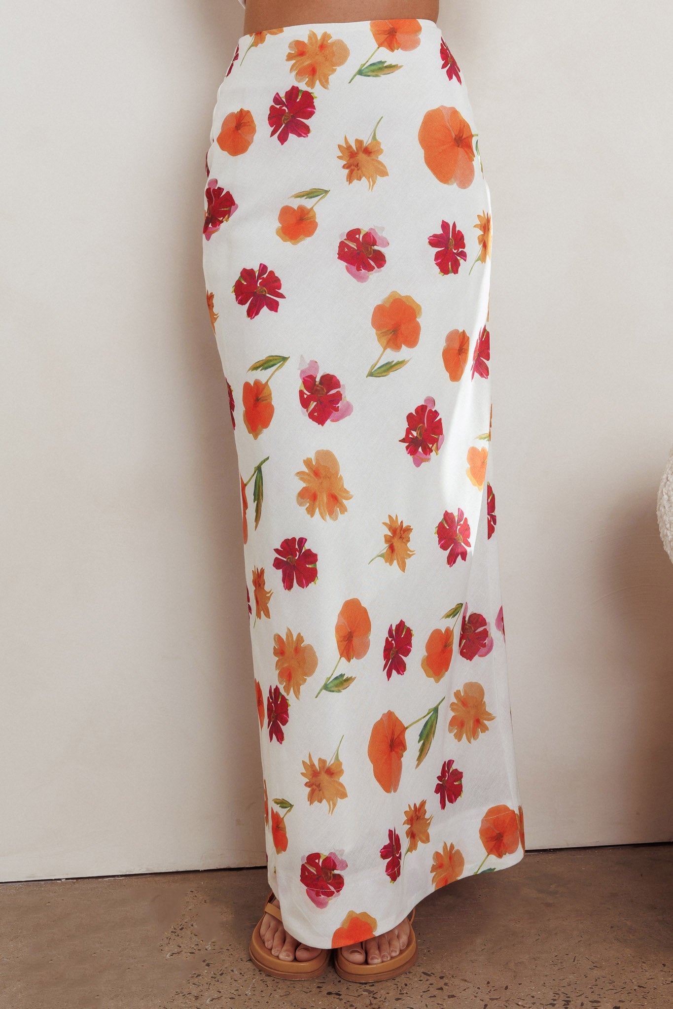 Philomena Maxi Skirt Floral Orange Multi by Selfie Leslie
