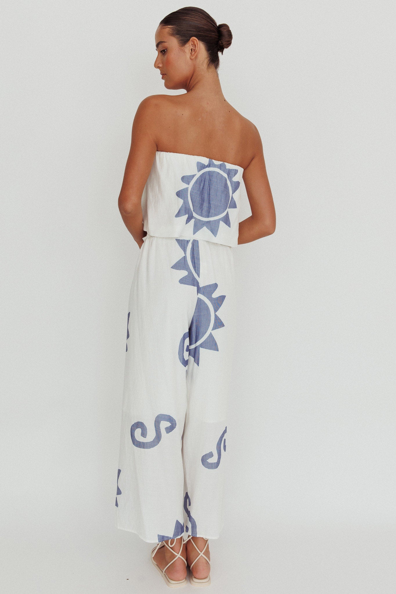 Nectar Sun Print Wide Leg Pants Blue by Selfie Leslie