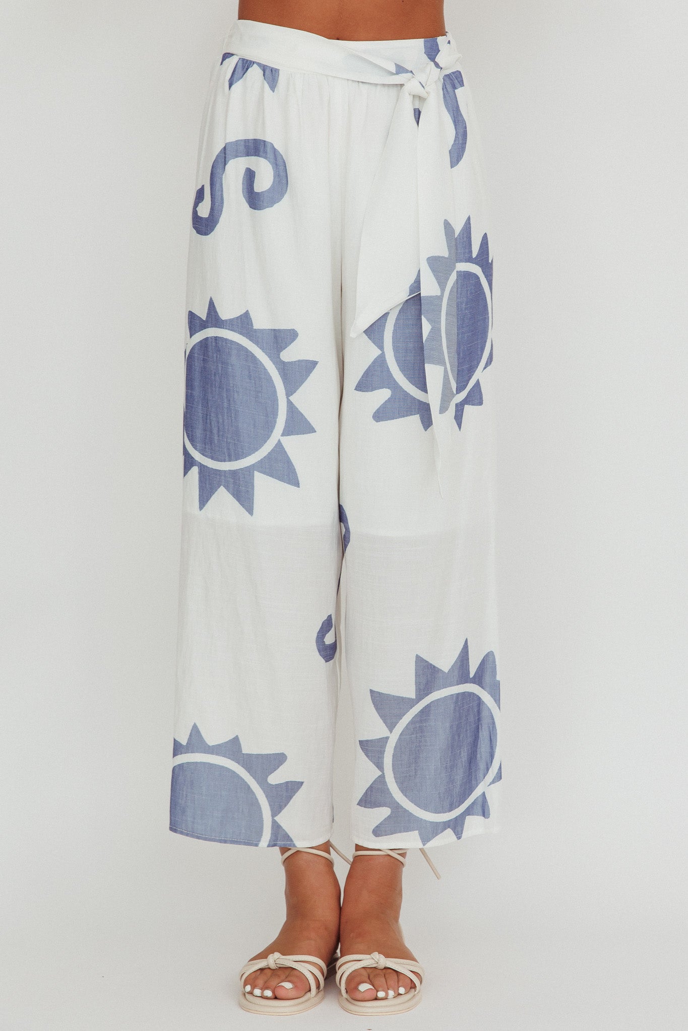 Nectar Sun Print Wide Leg Pants Blue by Selfie Leslie