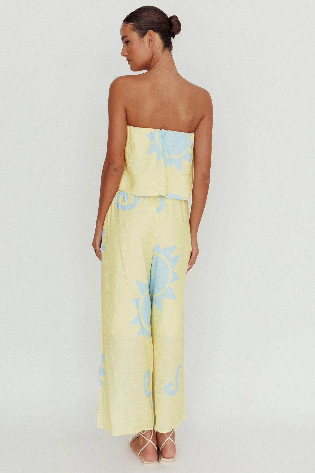 Nectar Sun Print Wide Leg Pants Yellow by Selfie Leslie
