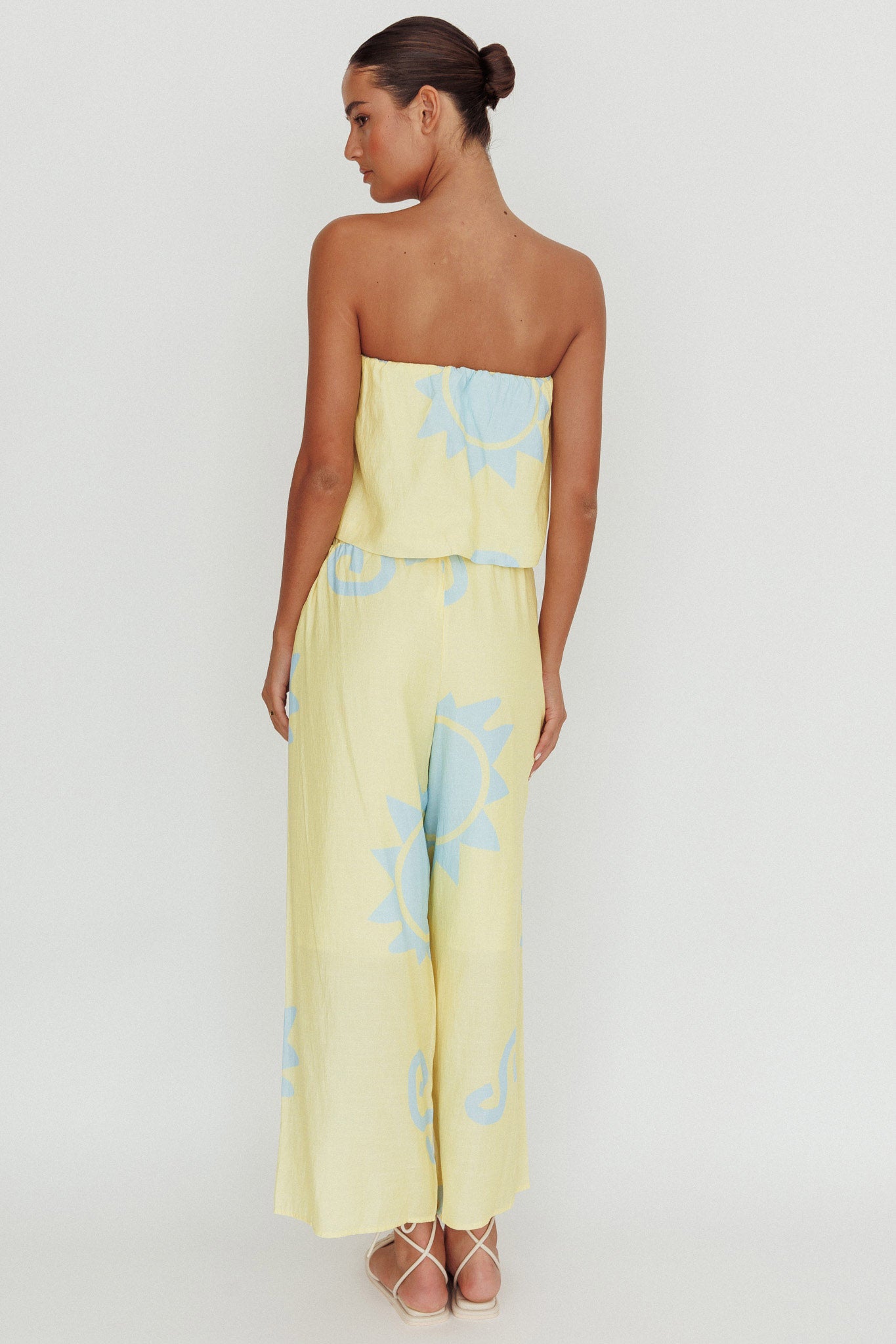 Nectar Sun Print Wide Leg Pants Yellow by Selfie Leslie