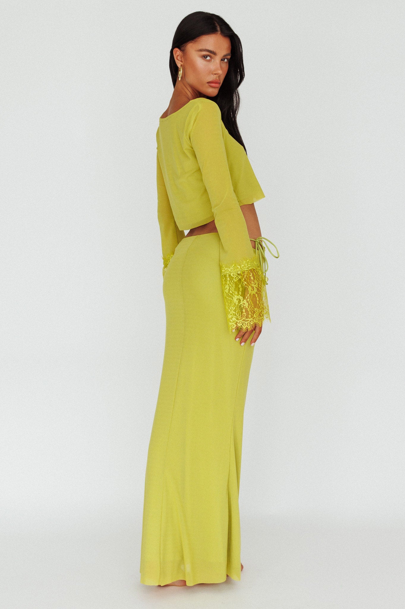Rana String Tie Side Midi Skirt Apple by Selfie Leslie