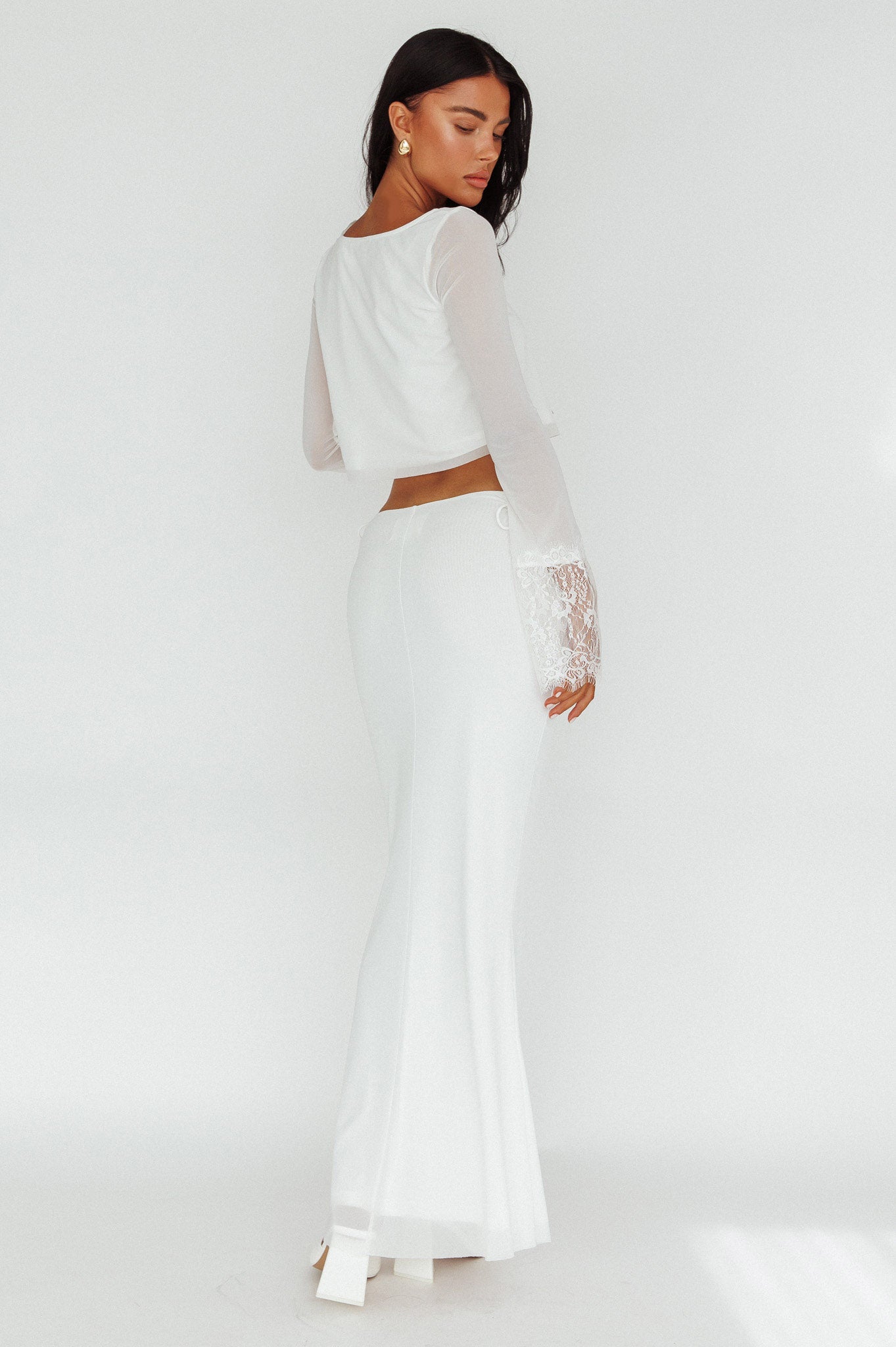 Rana String Tie Side Midi Dress Cream by Selfie Leslie