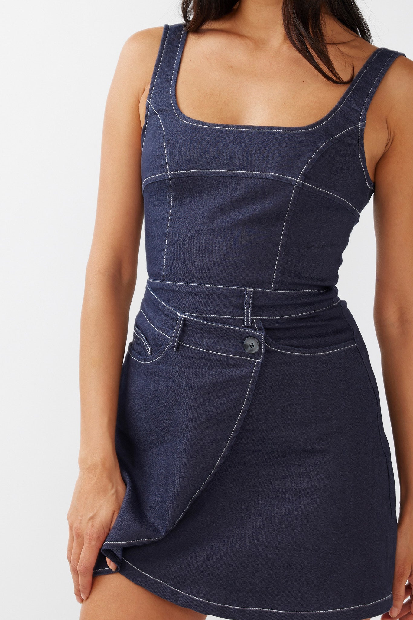 Killara Pocket Wrap Mini Dress Indigo by Selfie Leslie