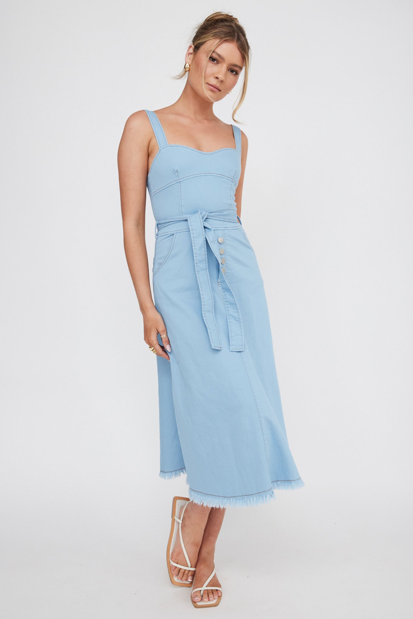 Zenyl Raw Hem Midi Dress Blue by Selfie Leslie