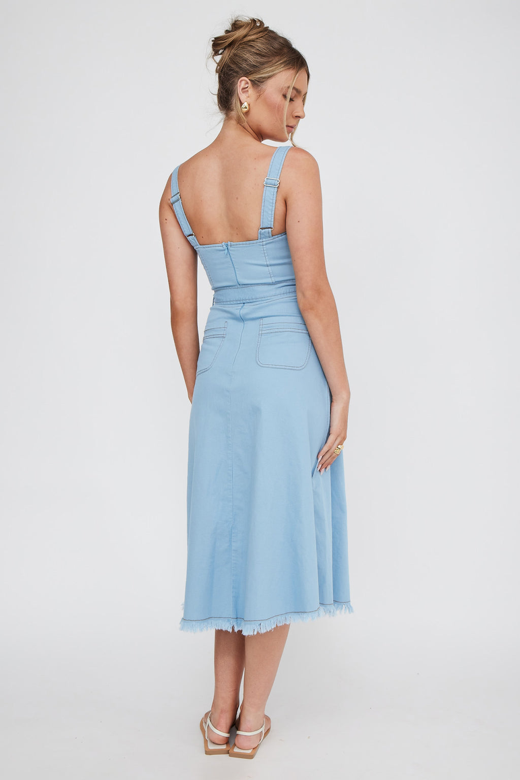 Zenyl Raw Hem Midi Dress Blue by Selfie Leslie