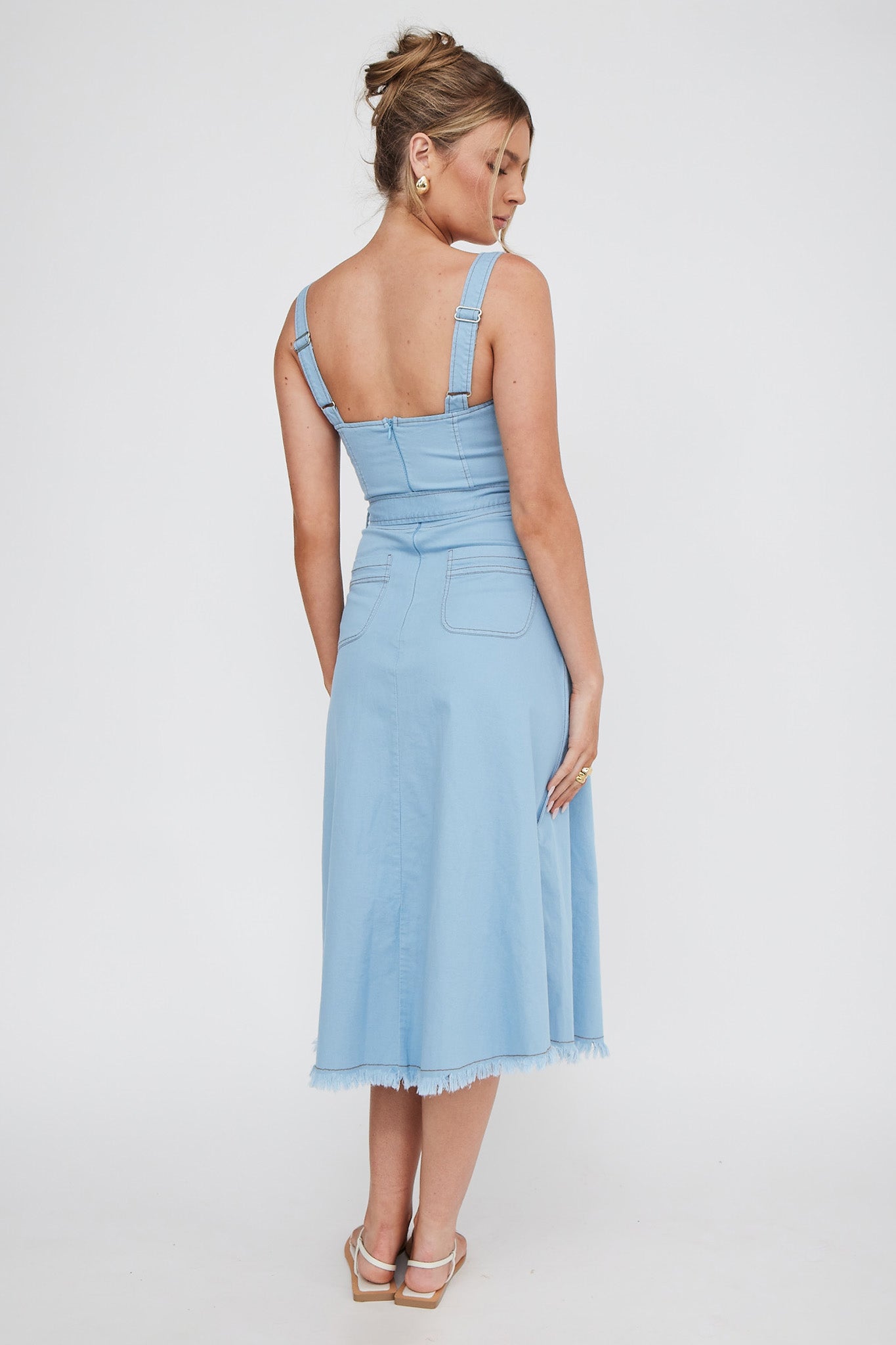 Zenyl Raw Hem Midi Dress Blue by Selfie Leslie