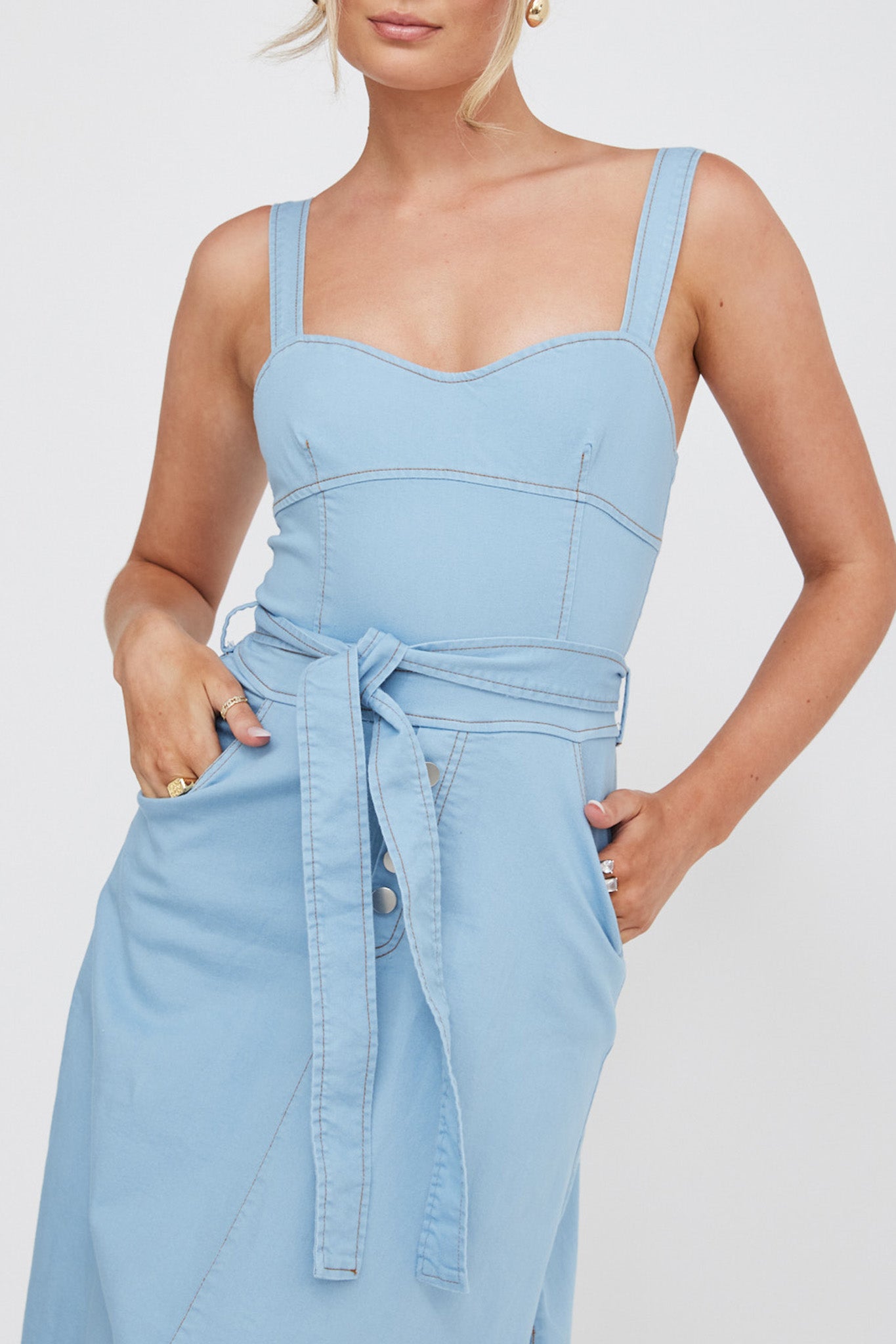 Zenyl Raw Hem Midi Dress Blue by Selfie Leslie