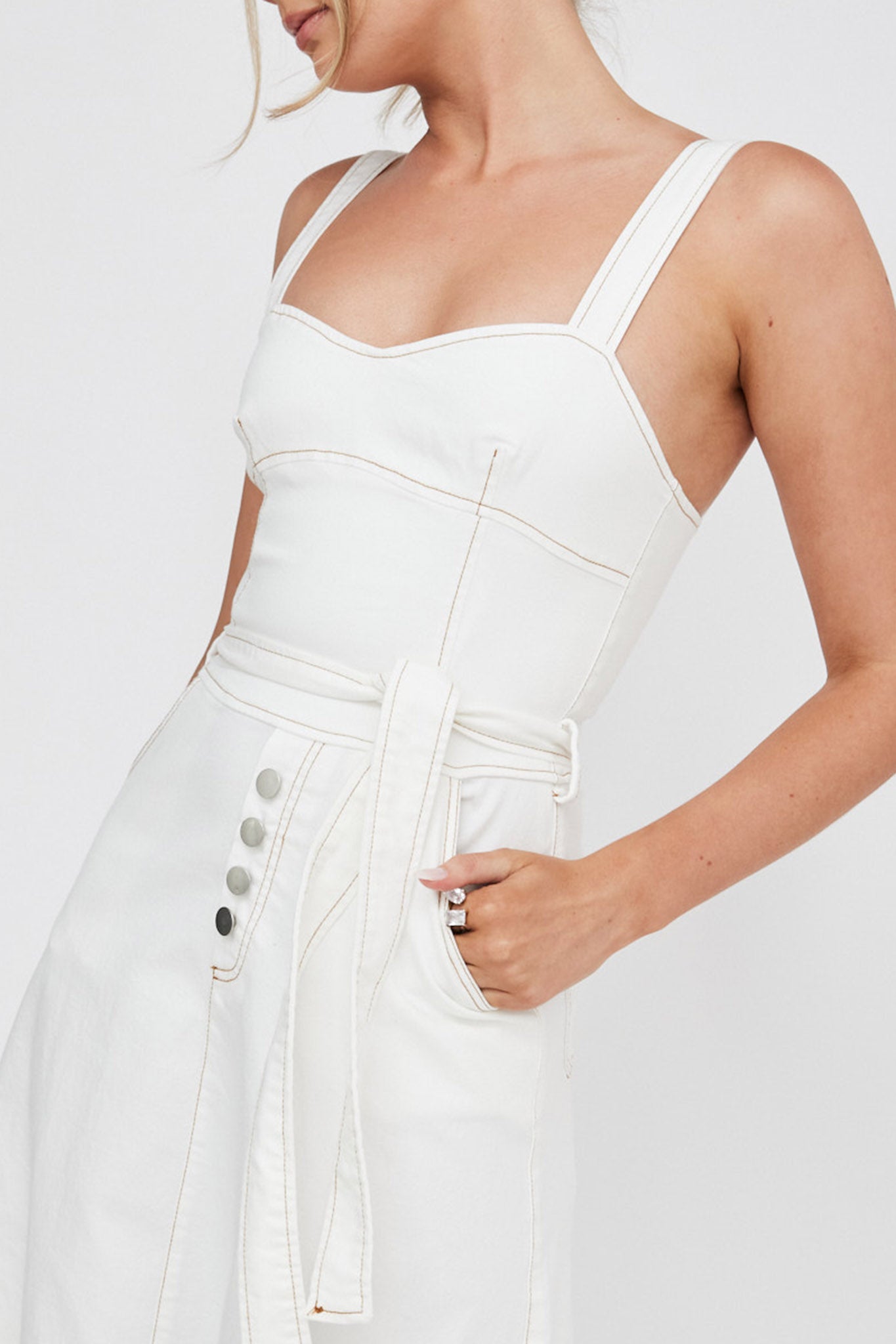 Zenyl Raw Hem Midi Dress Butter by Selfie Leslie