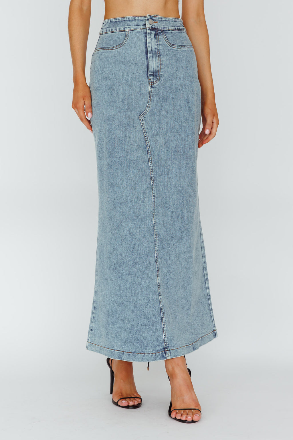 Sinead Denim Maxi Skirt Light Denim by Selfie Leslie