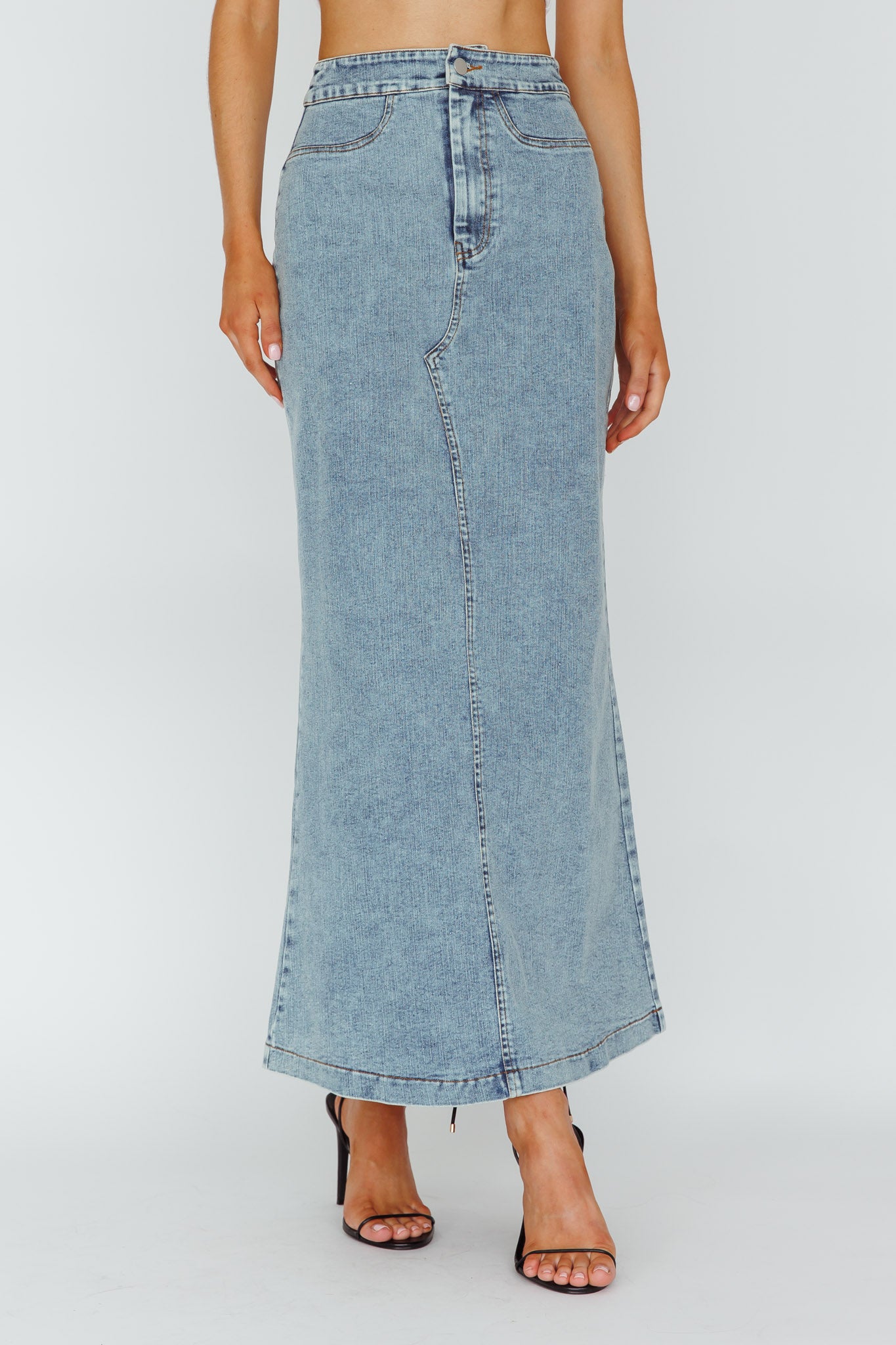 Sinead Denim Maxi Skirt Light Denim by Selfie Leslie
