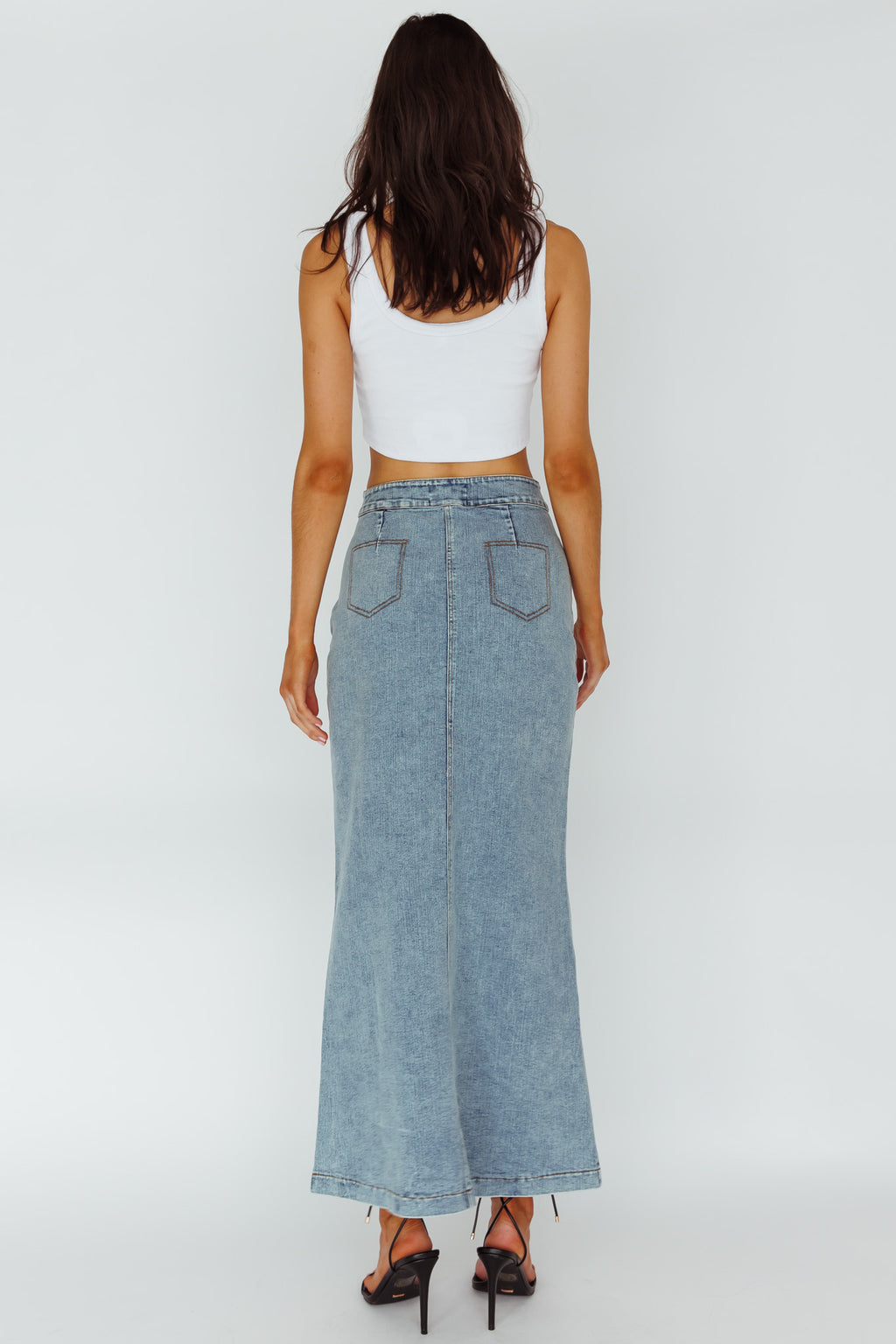 Sinead Denim Maxi Skirt Light Denim by Selfie Leslie