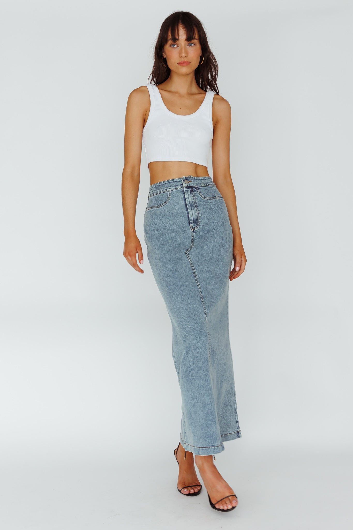 Sinead Denim Maxi Skirt Light Denim by Selfie Leslie