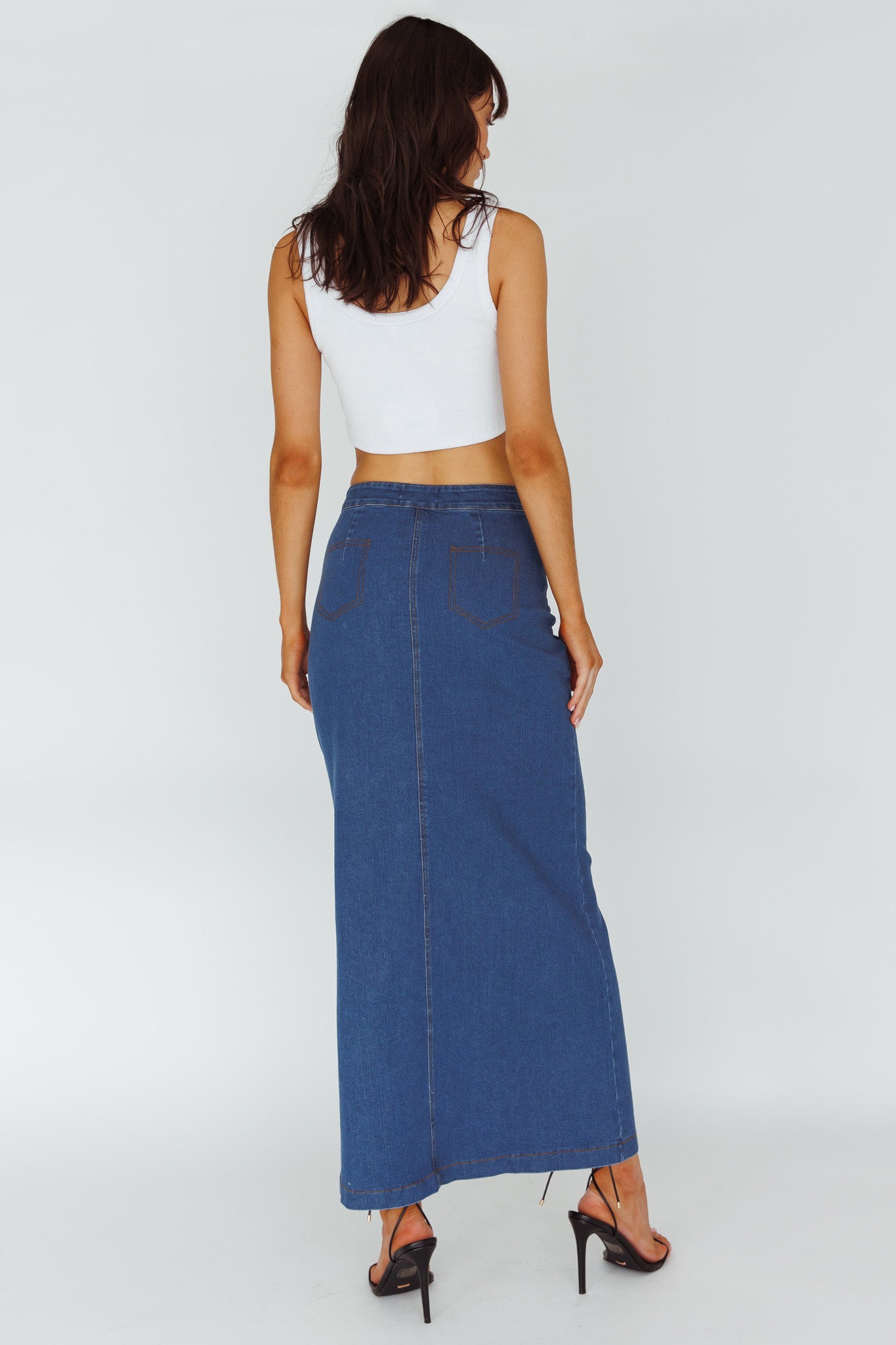 Sinead Denim Maxi Skirt Indigo by Selfie Leslie