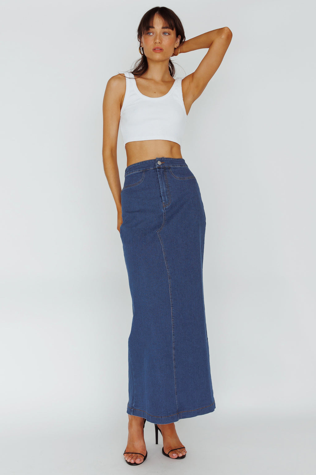 Sinead Denim Maxi Skirt Indigo by Selfie Leslie