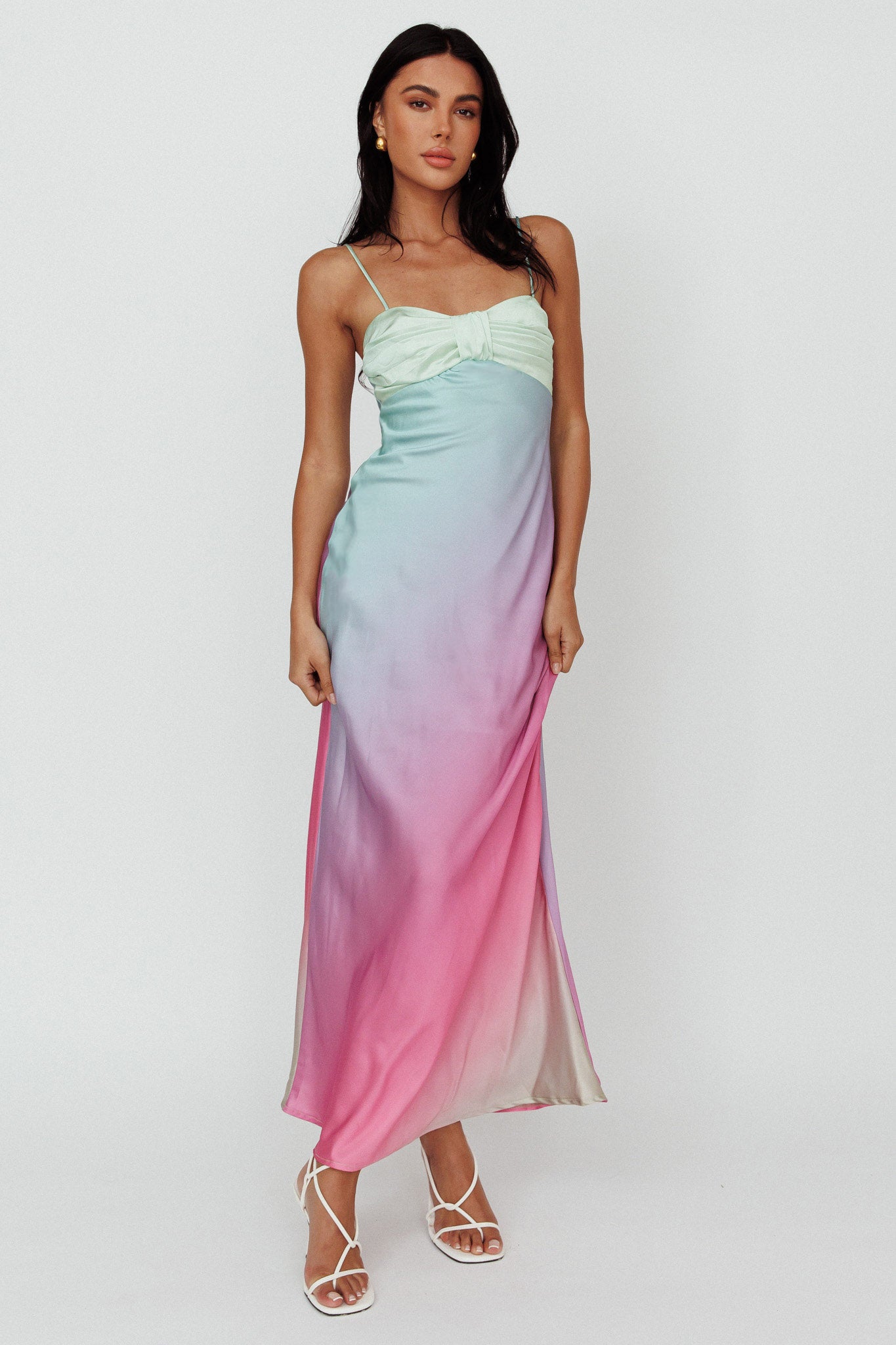 Siva Gathered Bust Midi Dress Ombre Multi by Selfie Leslie